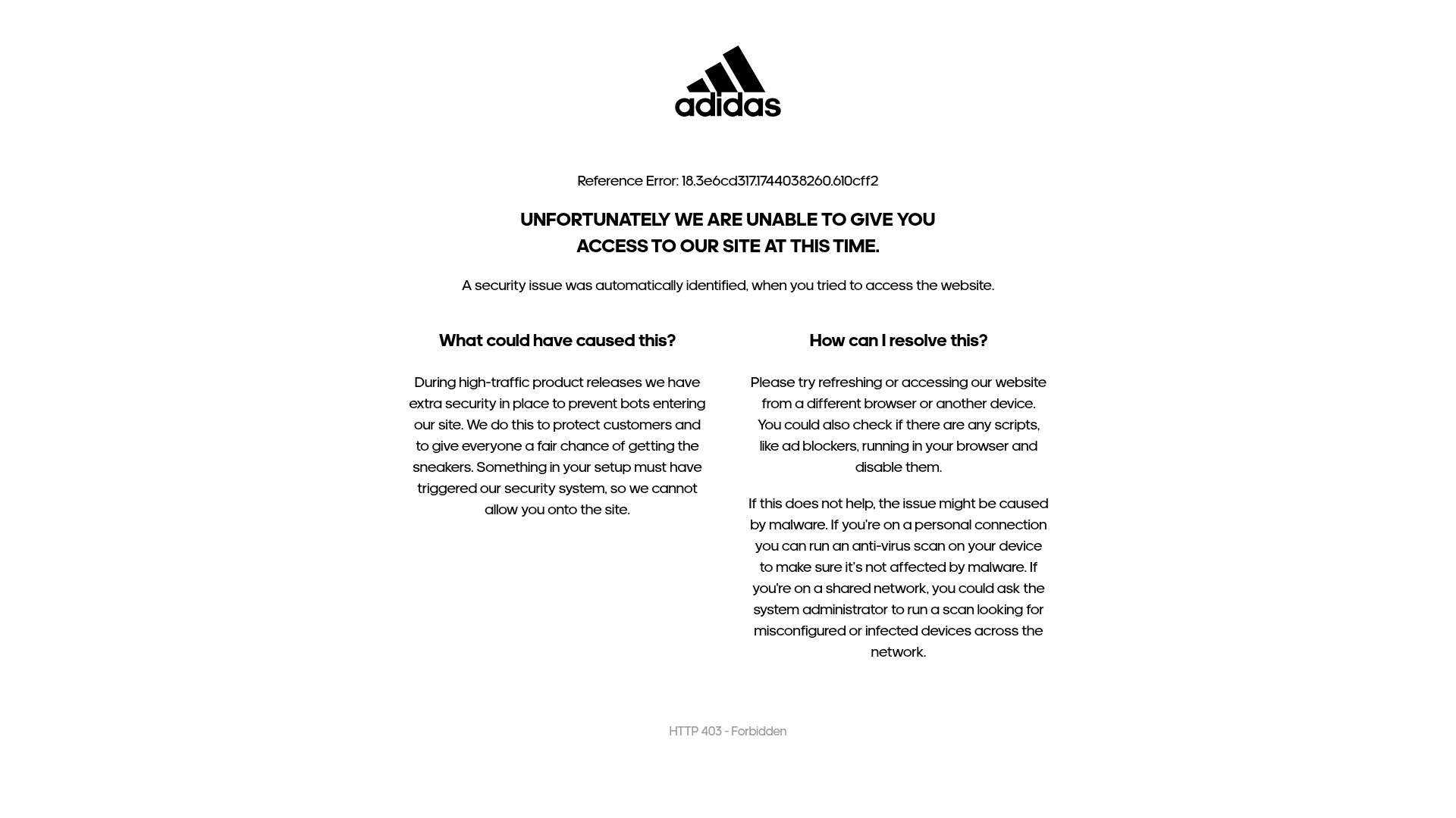 Screenshot of adidas.com