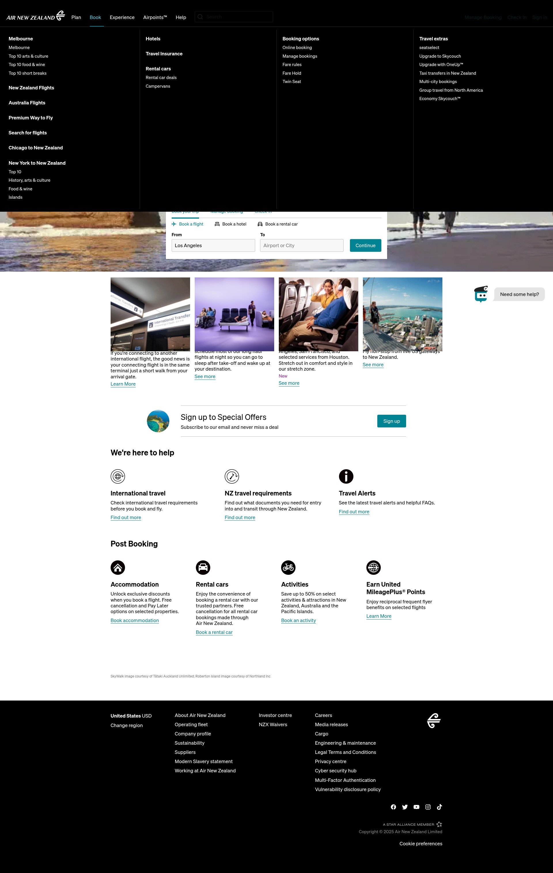Screenshot of airnewzealand.com