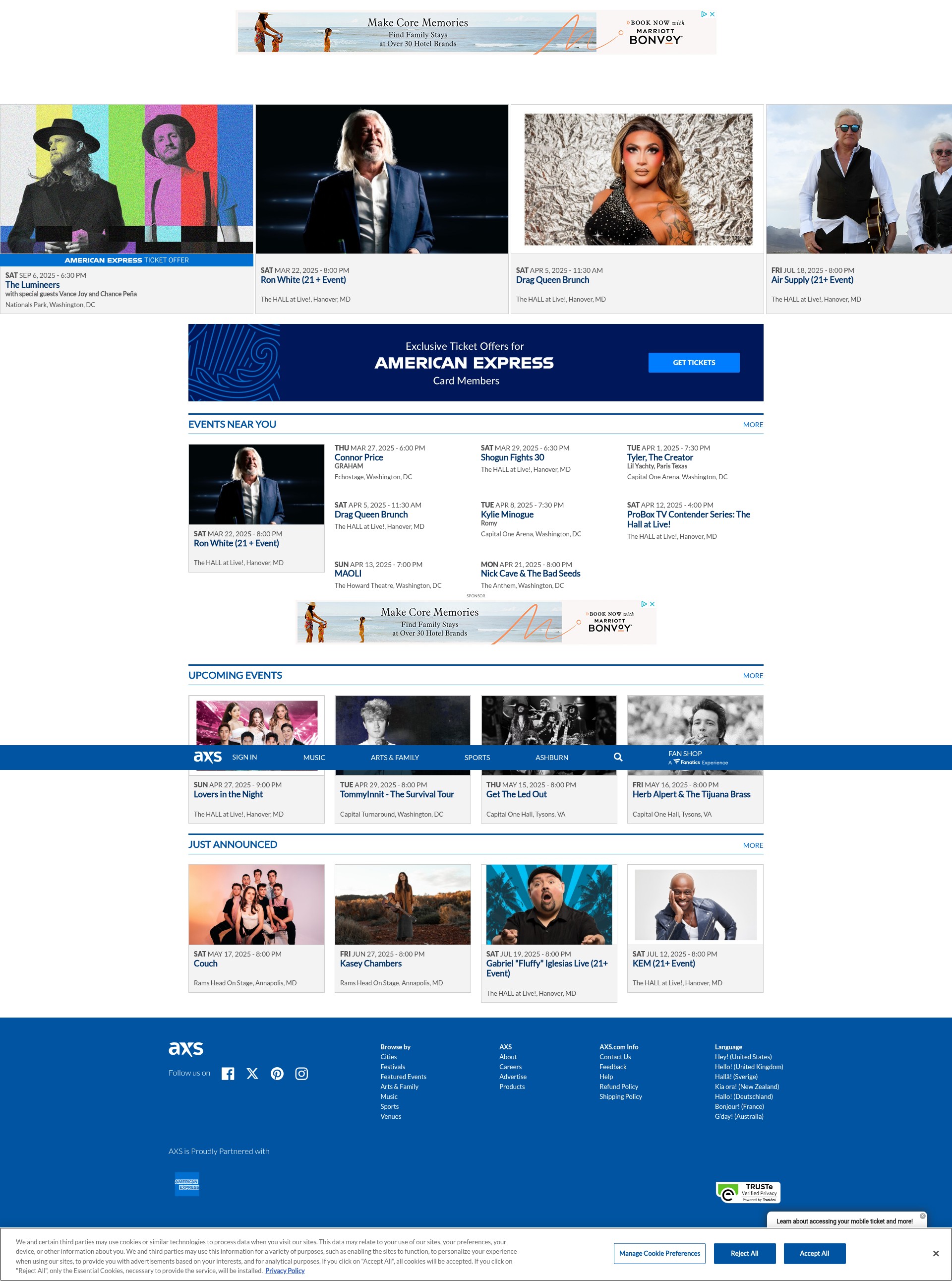 Screenshot of axs.com