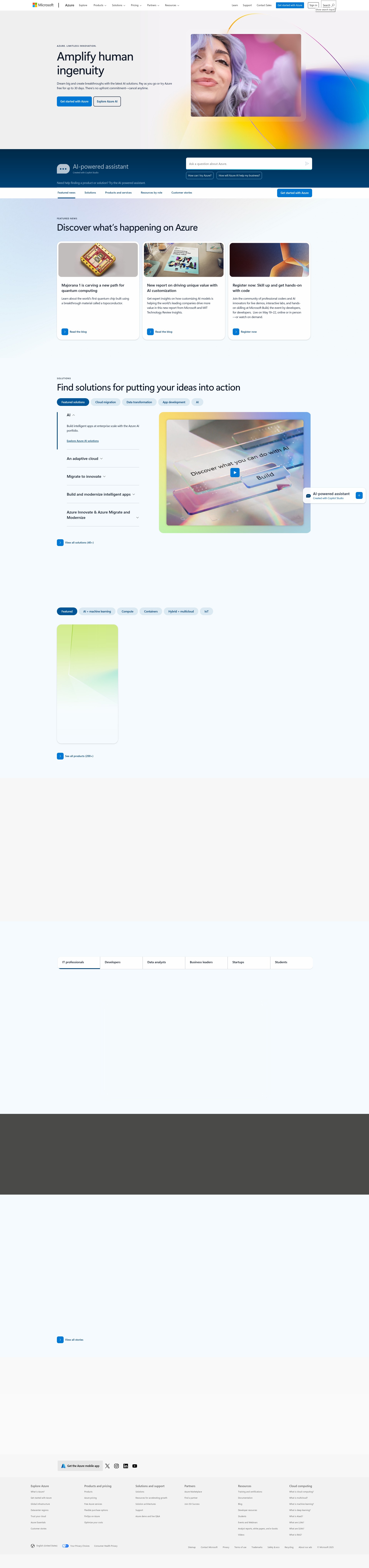 Screenshot of azure.microsoft.com