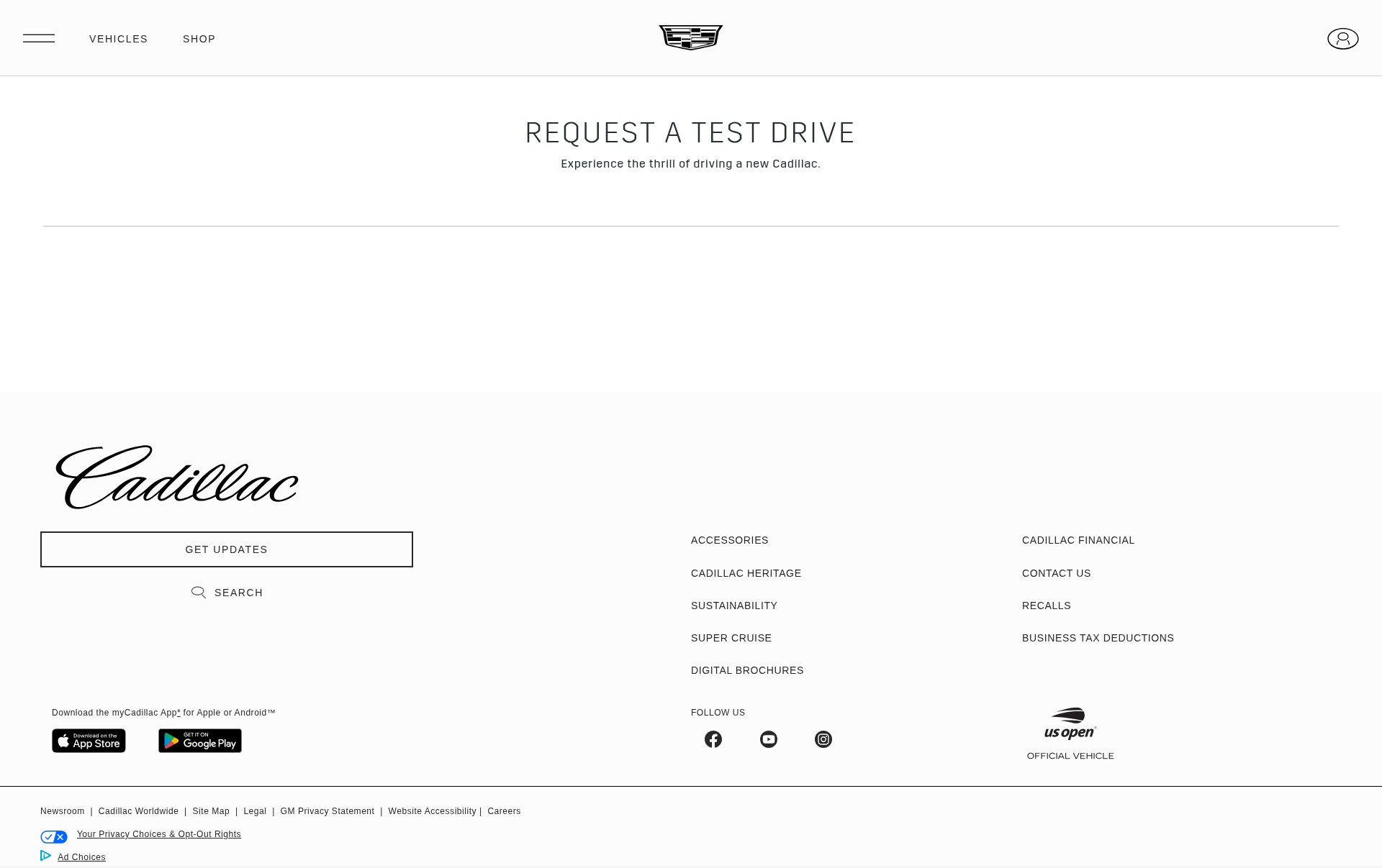 Screenshot of cadillac.com