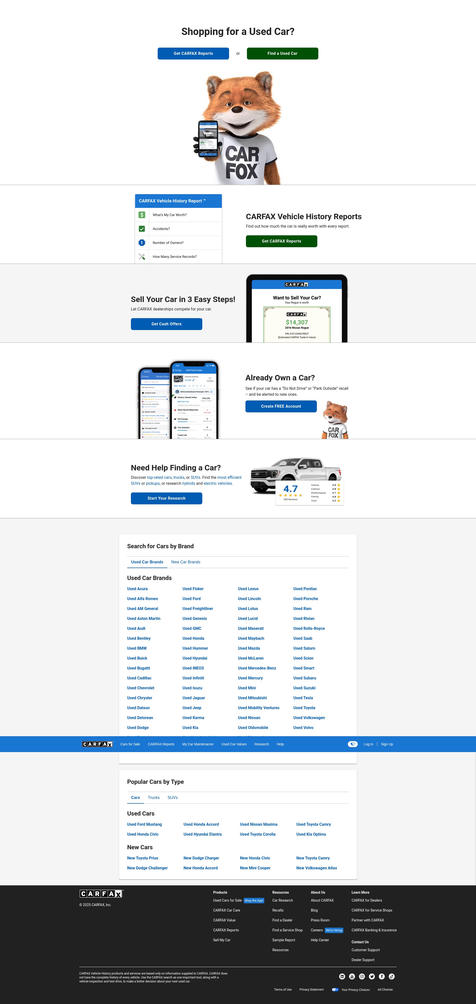 Screenshot of carfax.com