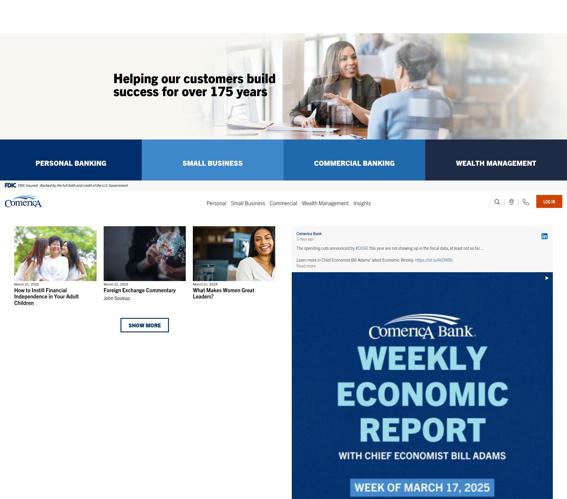 Screenshot of comerica.com