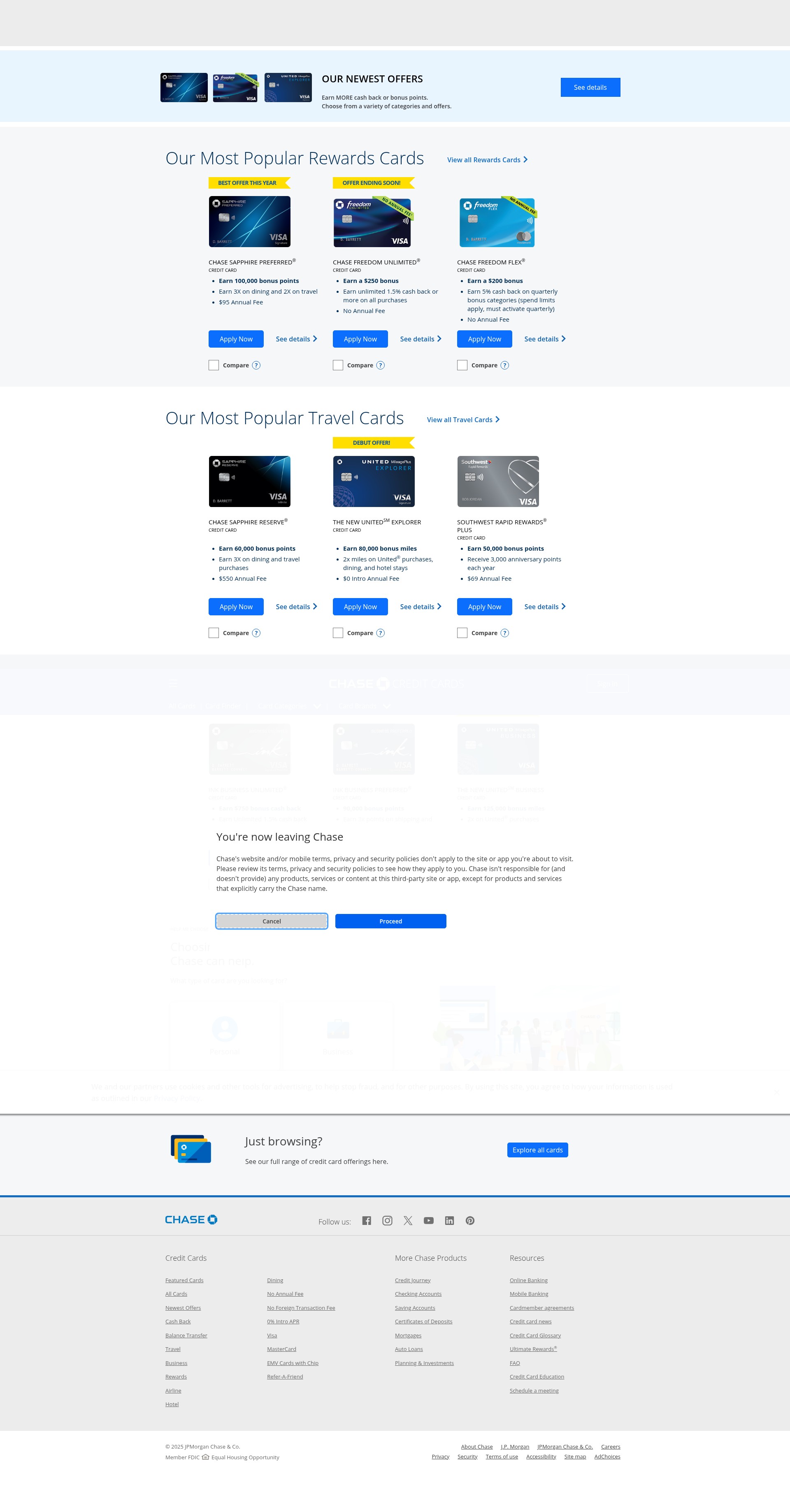 Screenshot of creditcards.chase.com