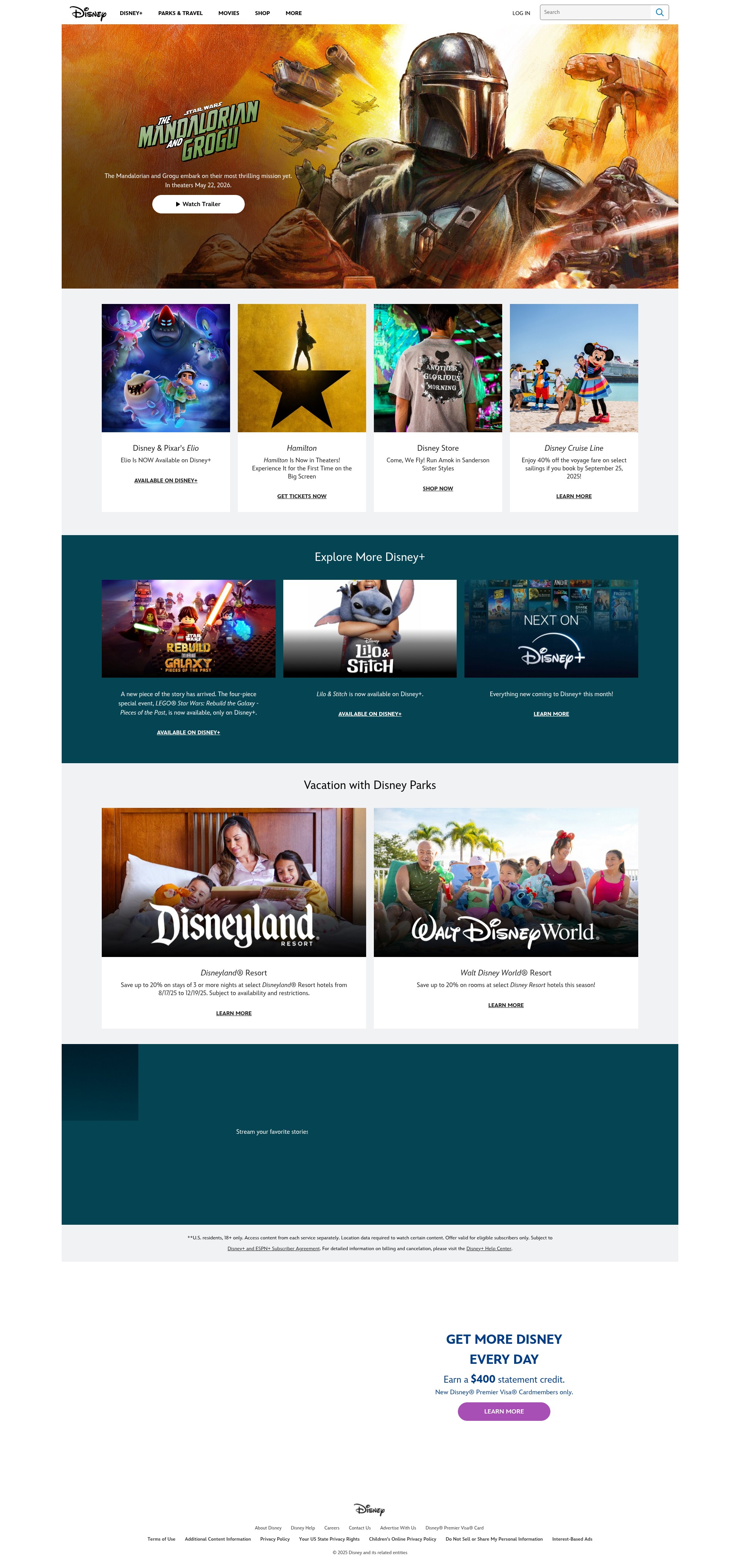 Screenshot of disney.go.com