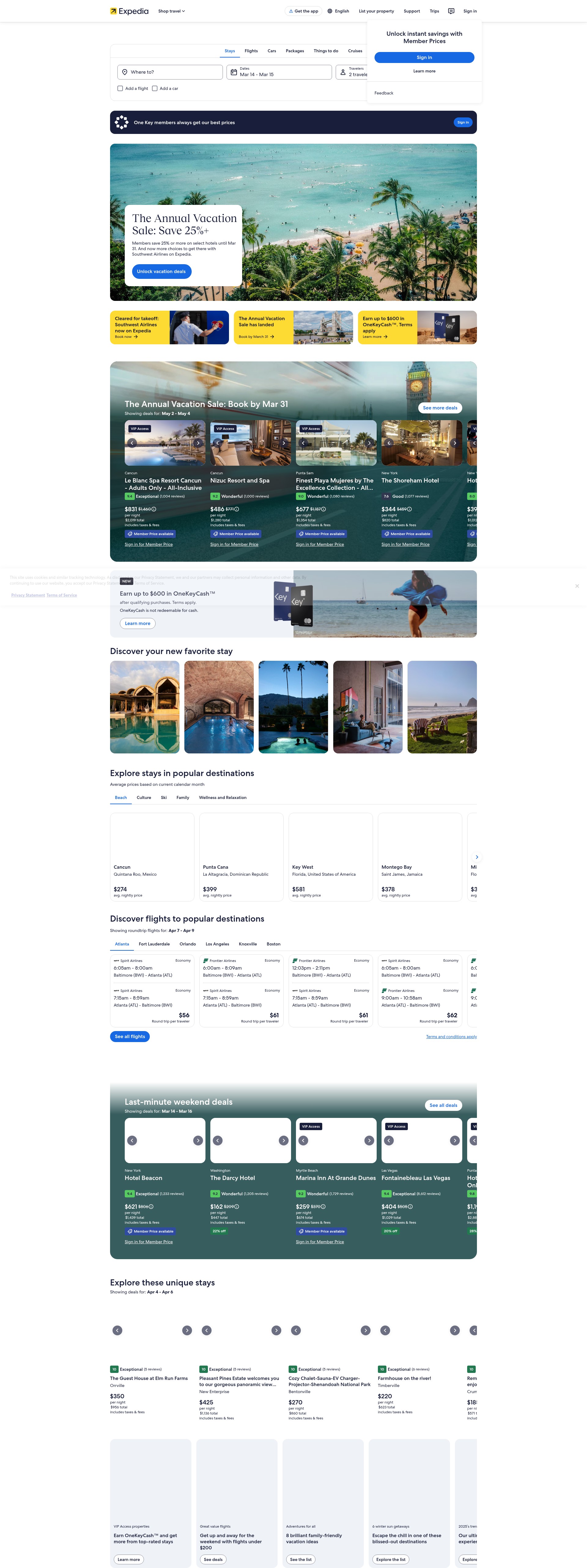 Screenshot of expedia.com
