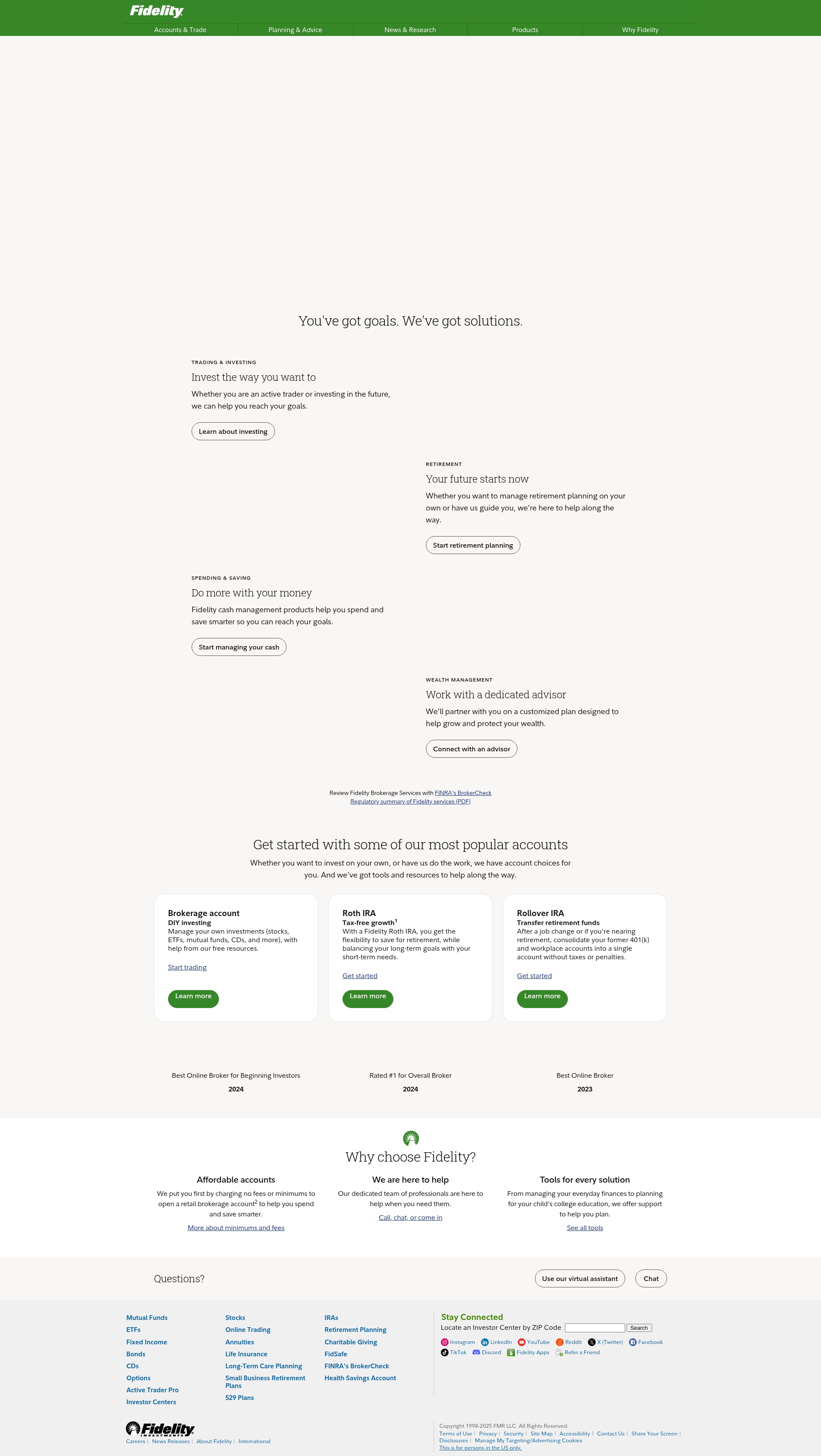 Screenshot of fidelity.com
