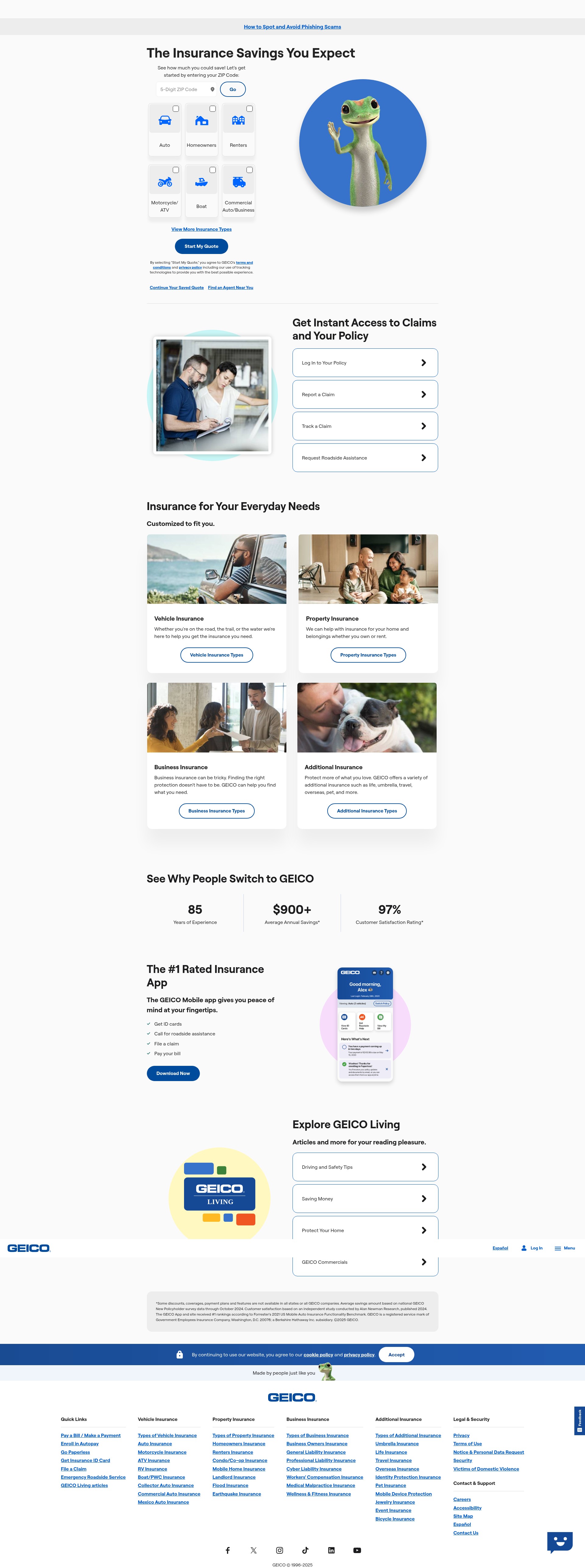 Screenshot of geico.com