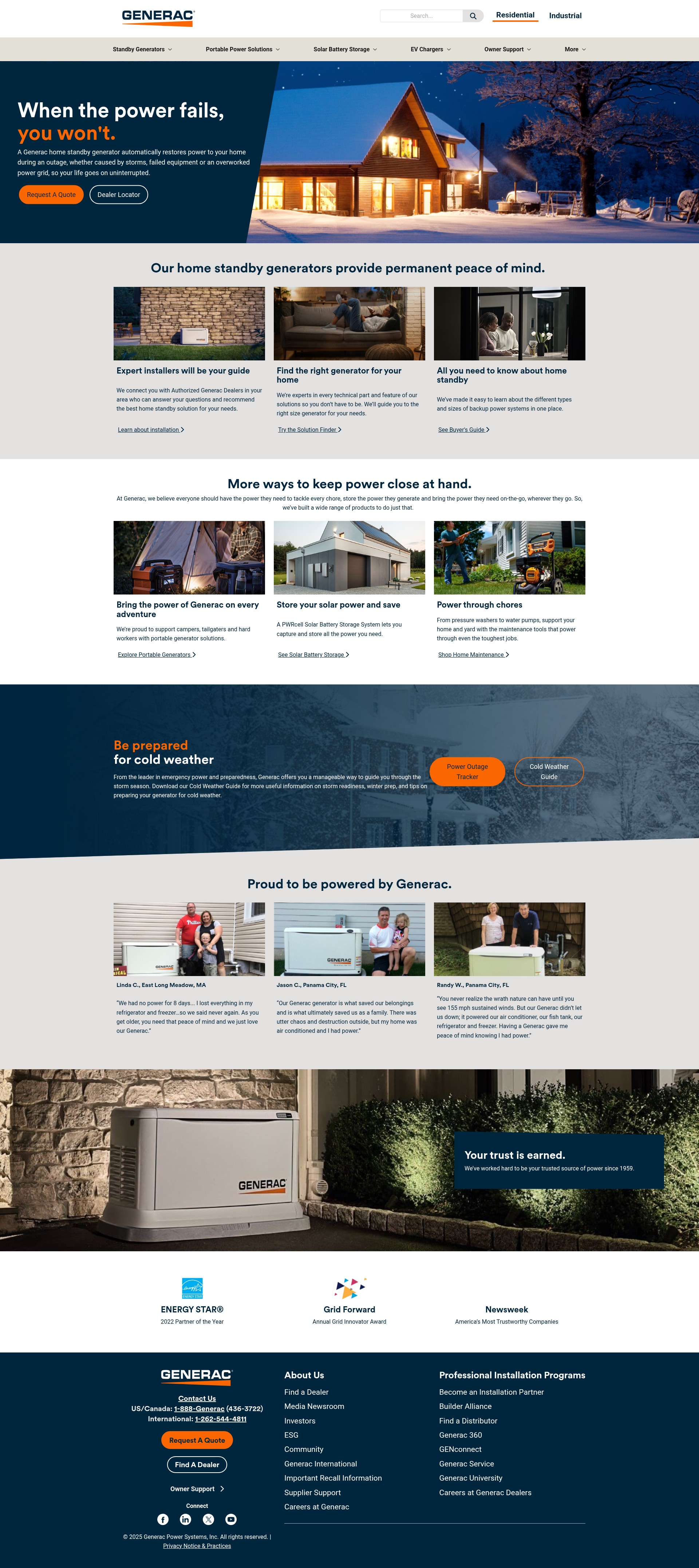 Screenshot of generac.com