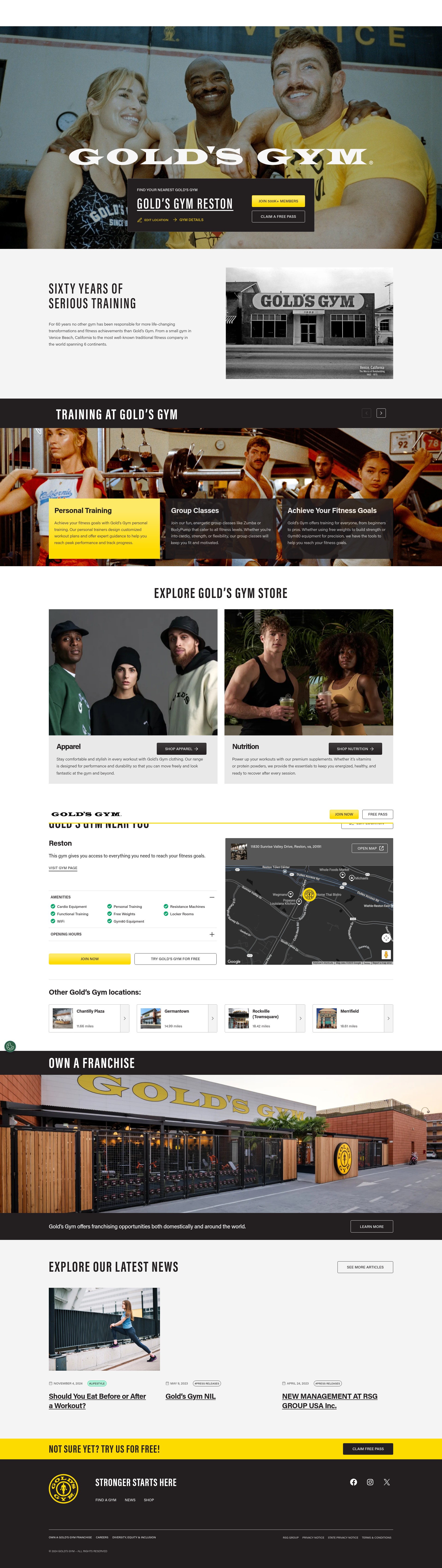 Screenshot of goldsgym.com