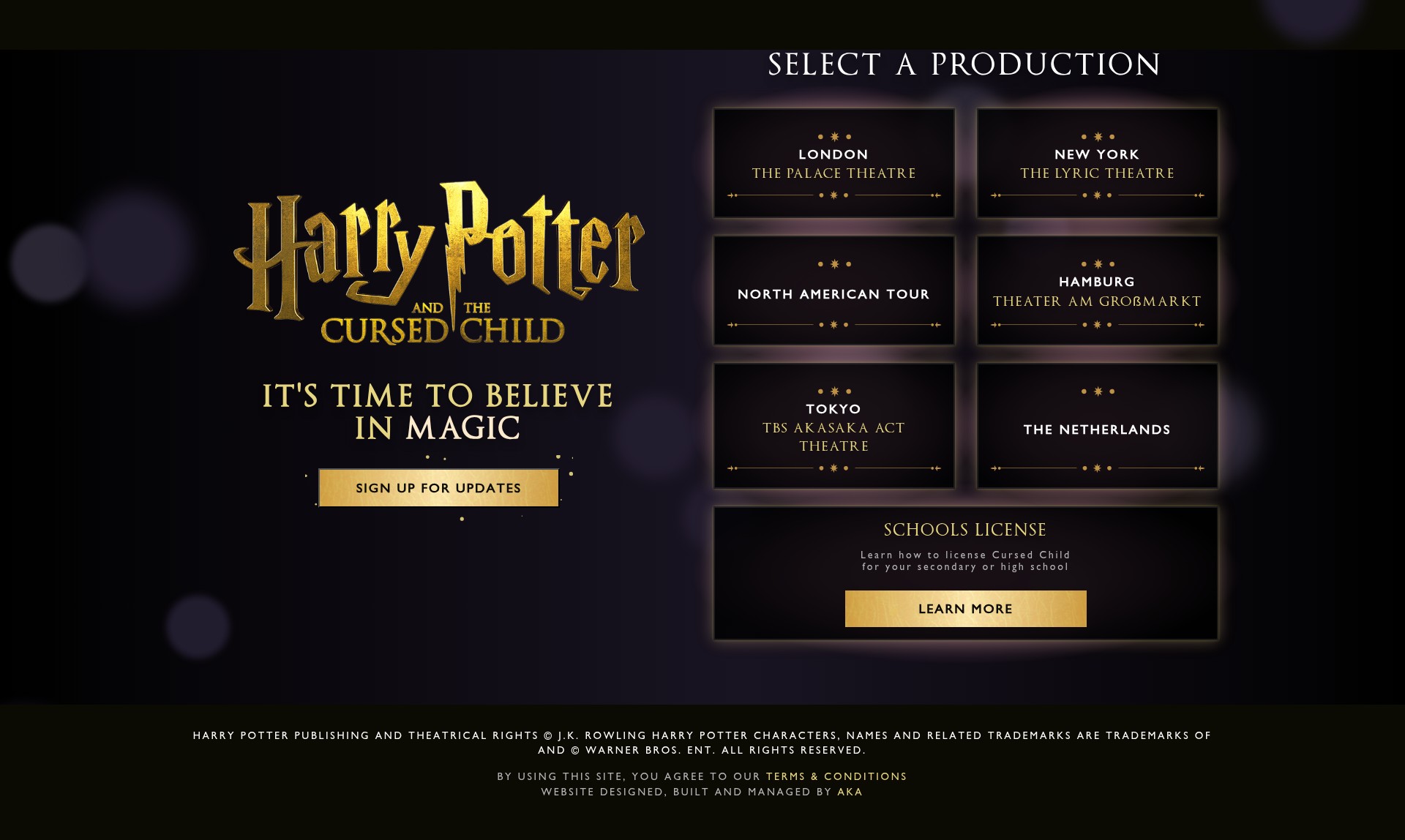 Screenshot of harrypottertheplay.com