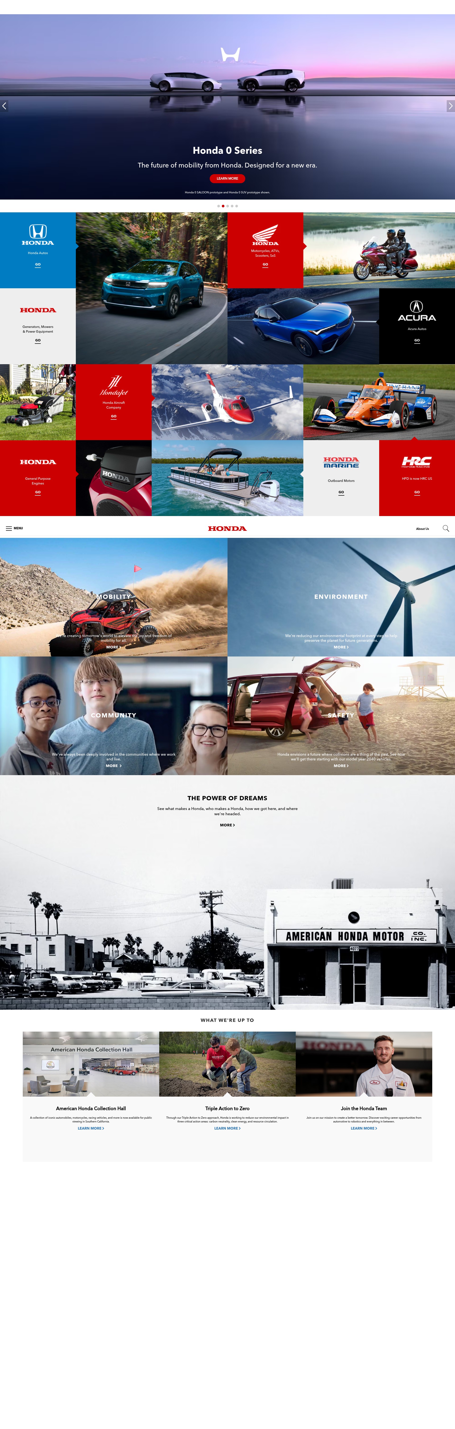 Screenshot of honda.com