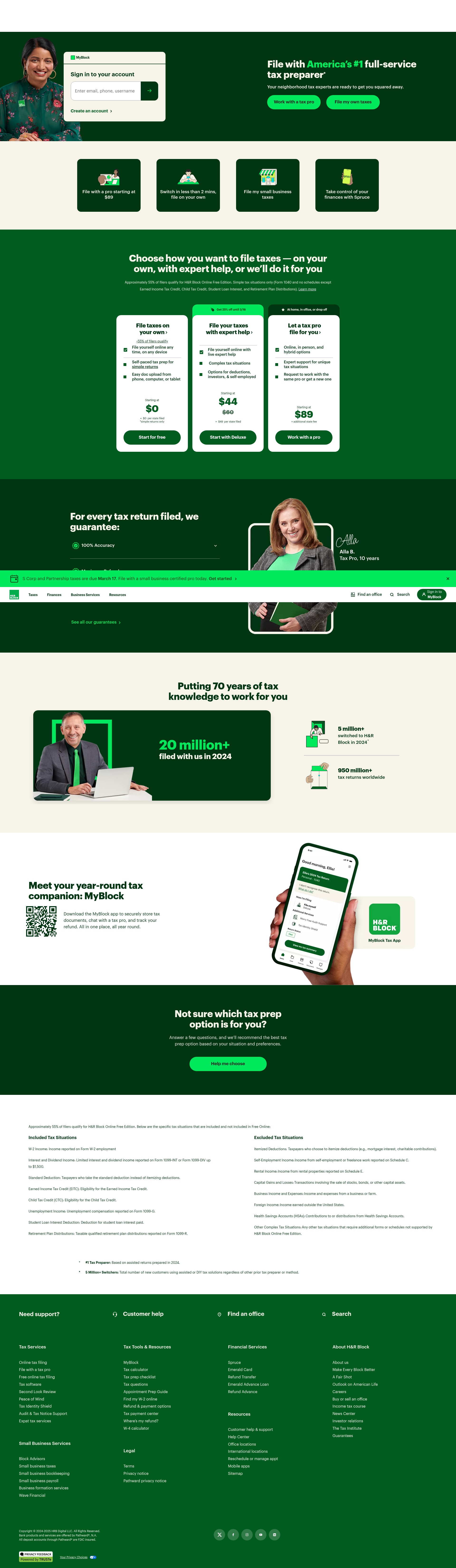 Screenshot of hrblock.com