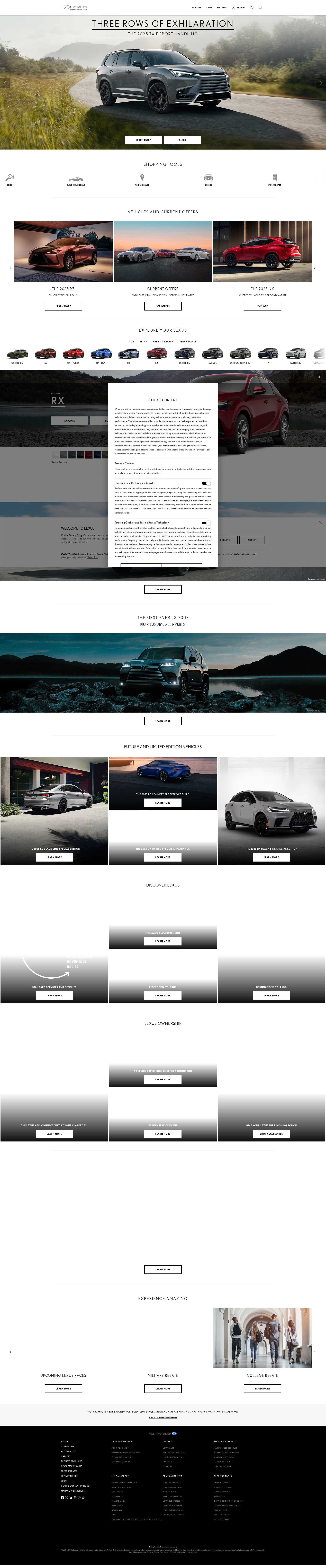Screenshot of lexus.com
