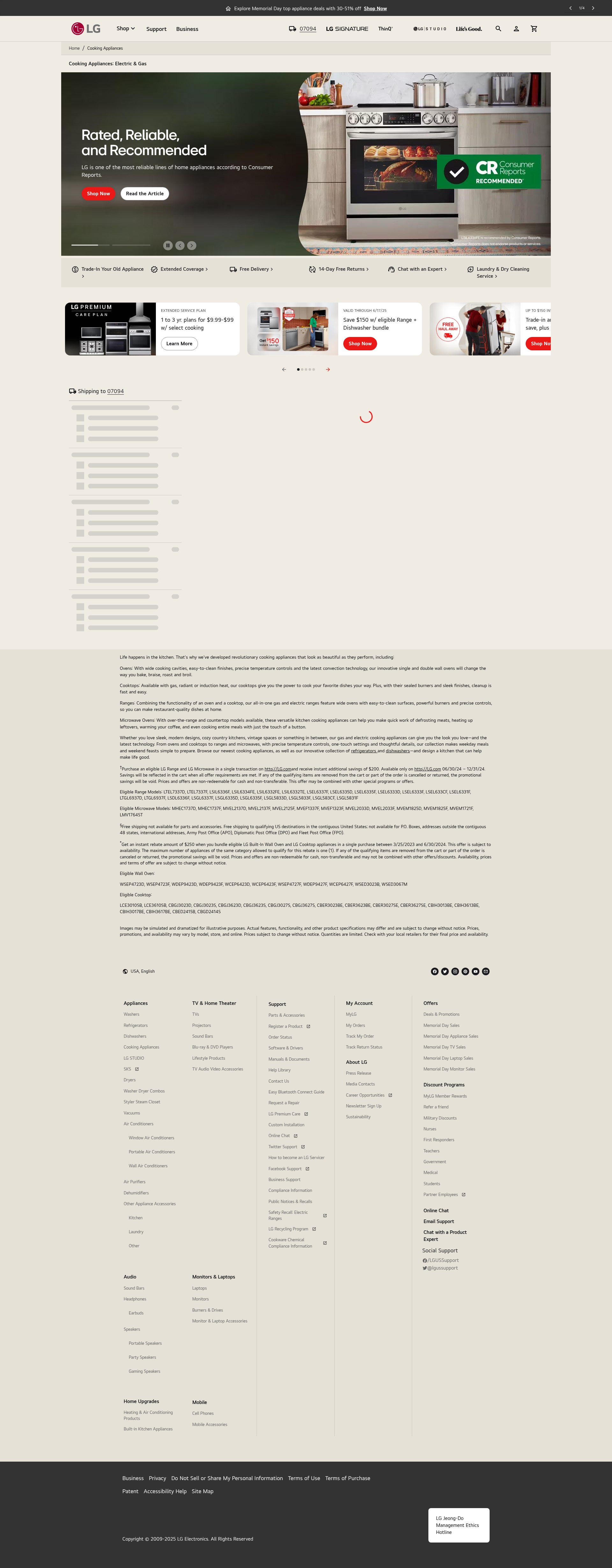 Screenshot of lg.com