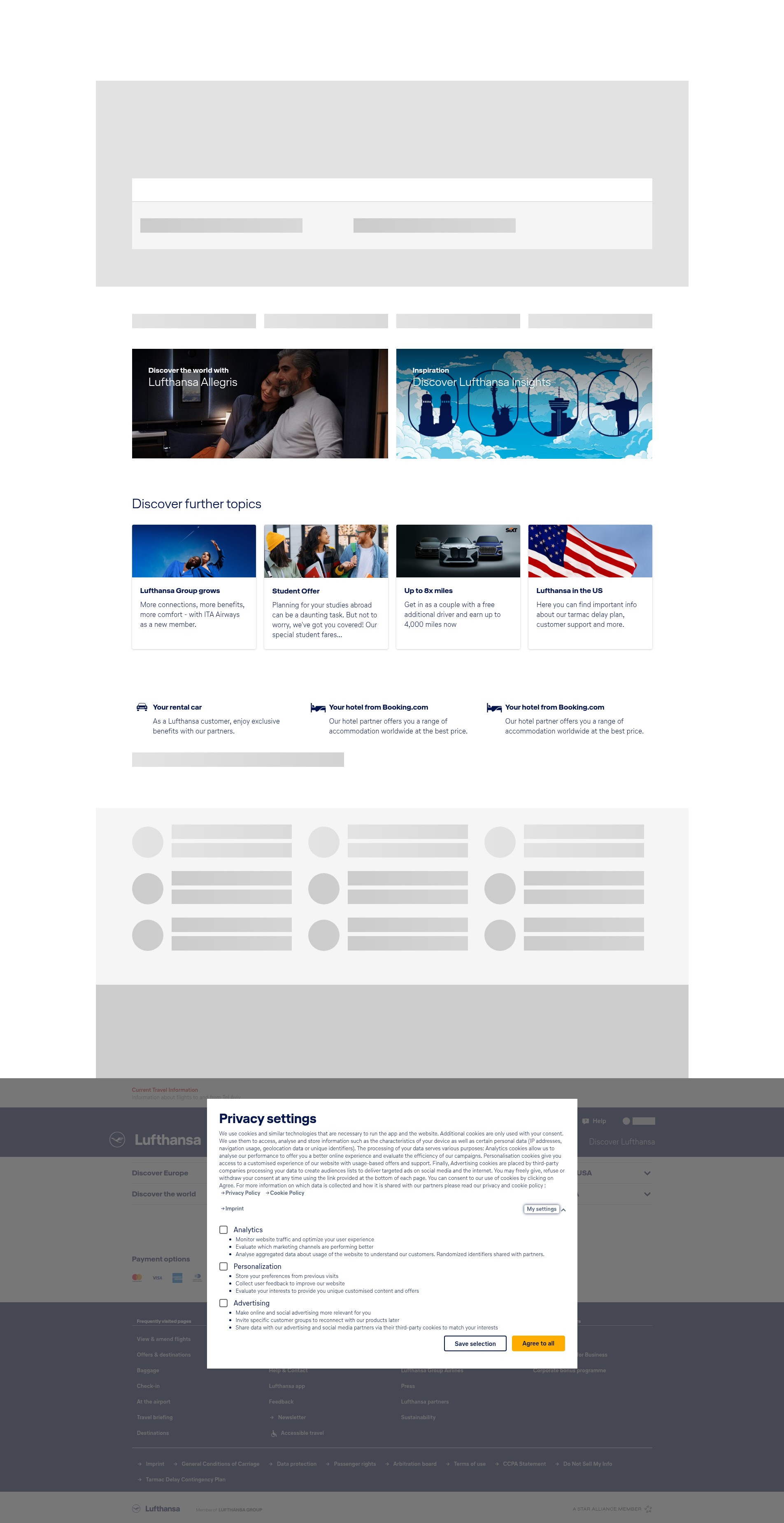 Screenshot of lufthansa.com