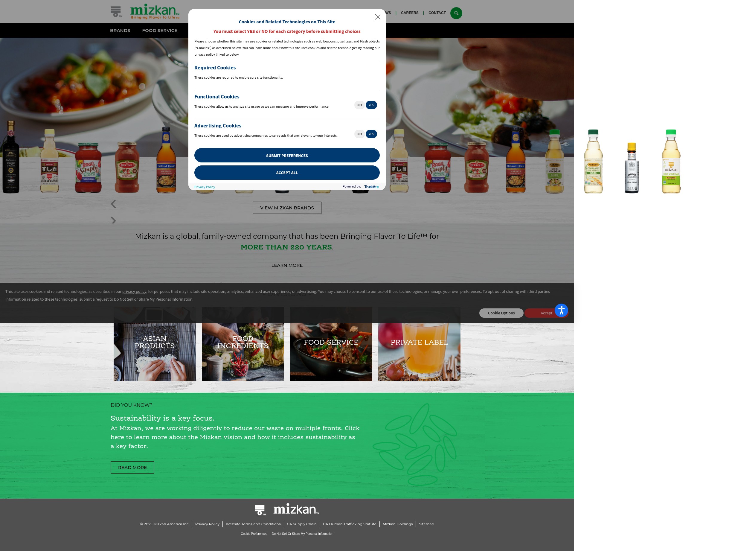 Screenshot of mizkan.com