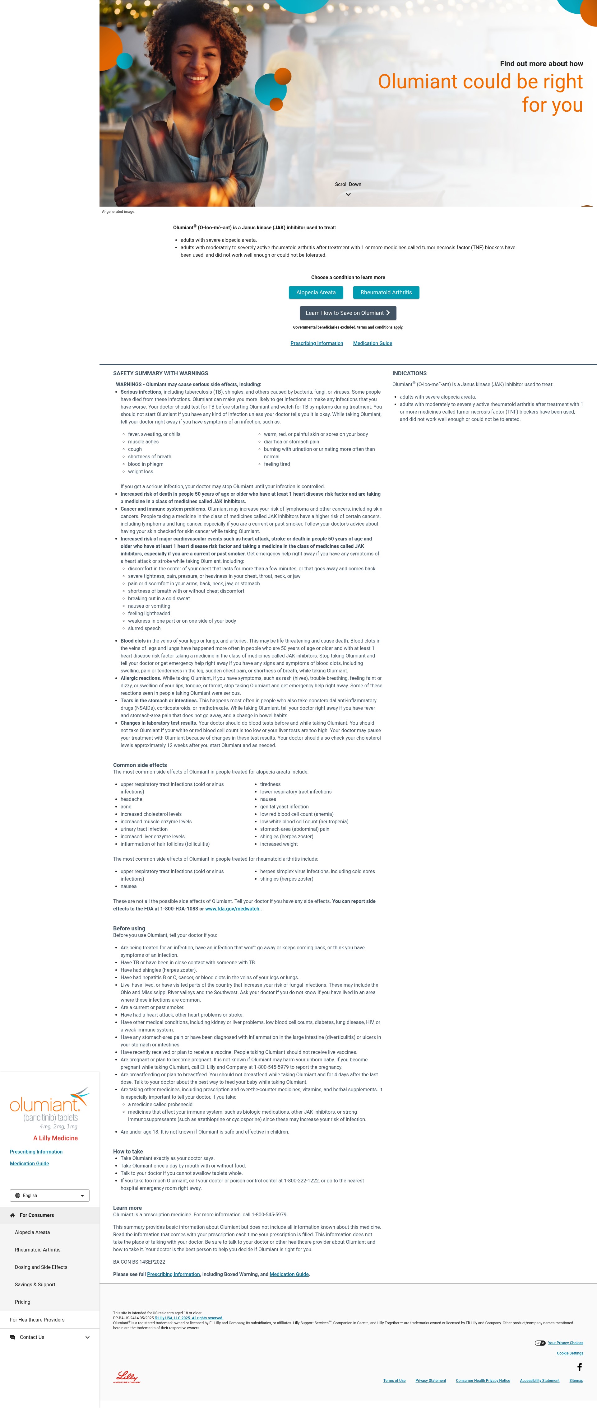 Screenshot of olumiant.com