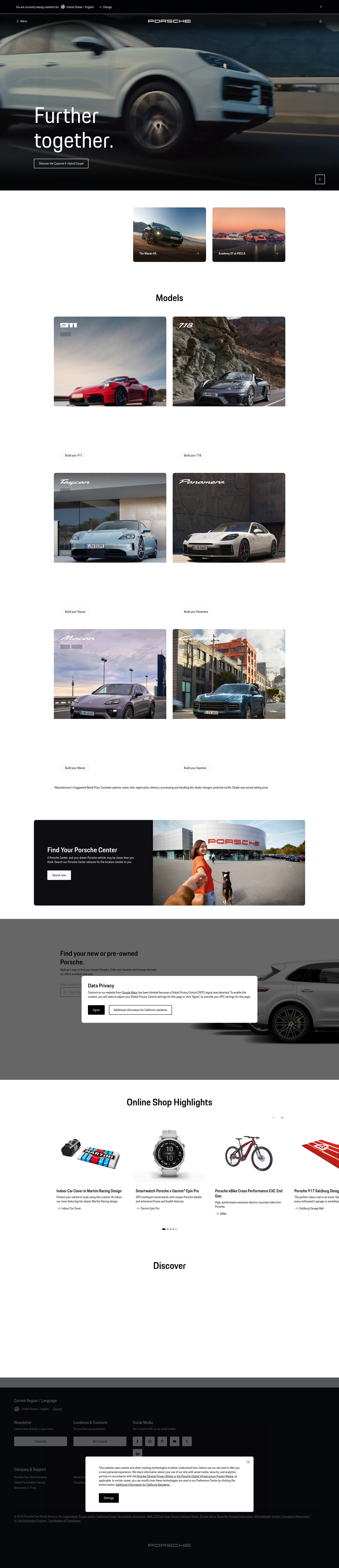 Screenshot of porsche.com