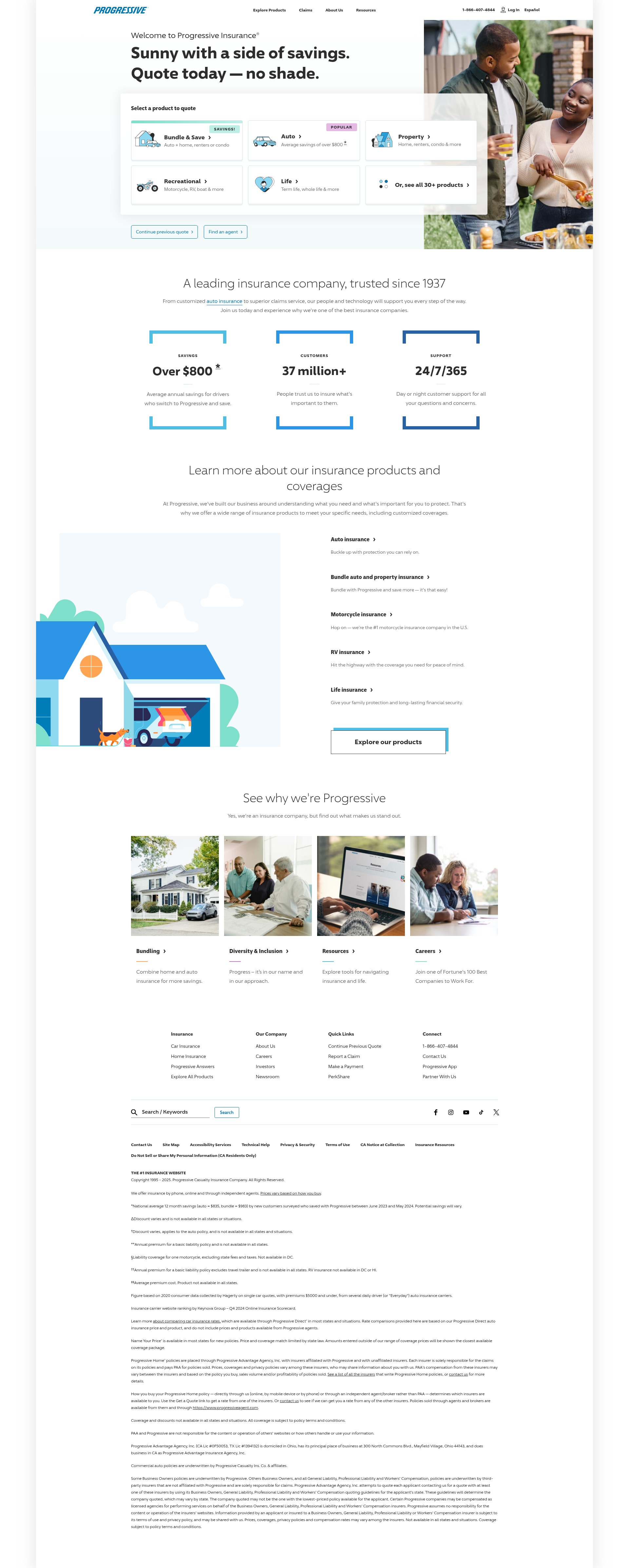 Screenshot of progressive.com