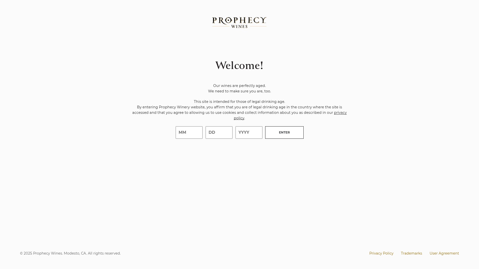 Screenshot of prophecywines.com