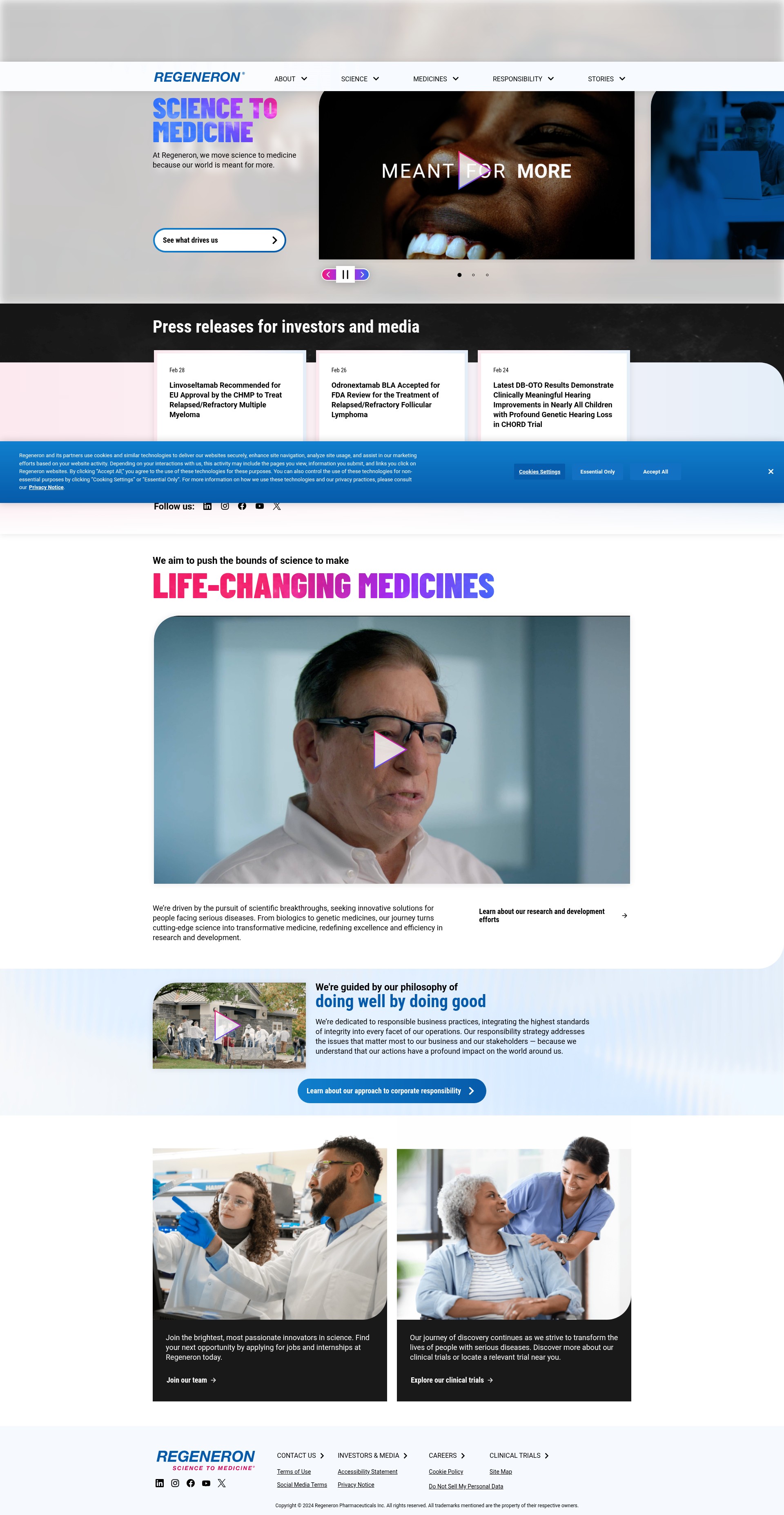 Screenshot of regeneron.com