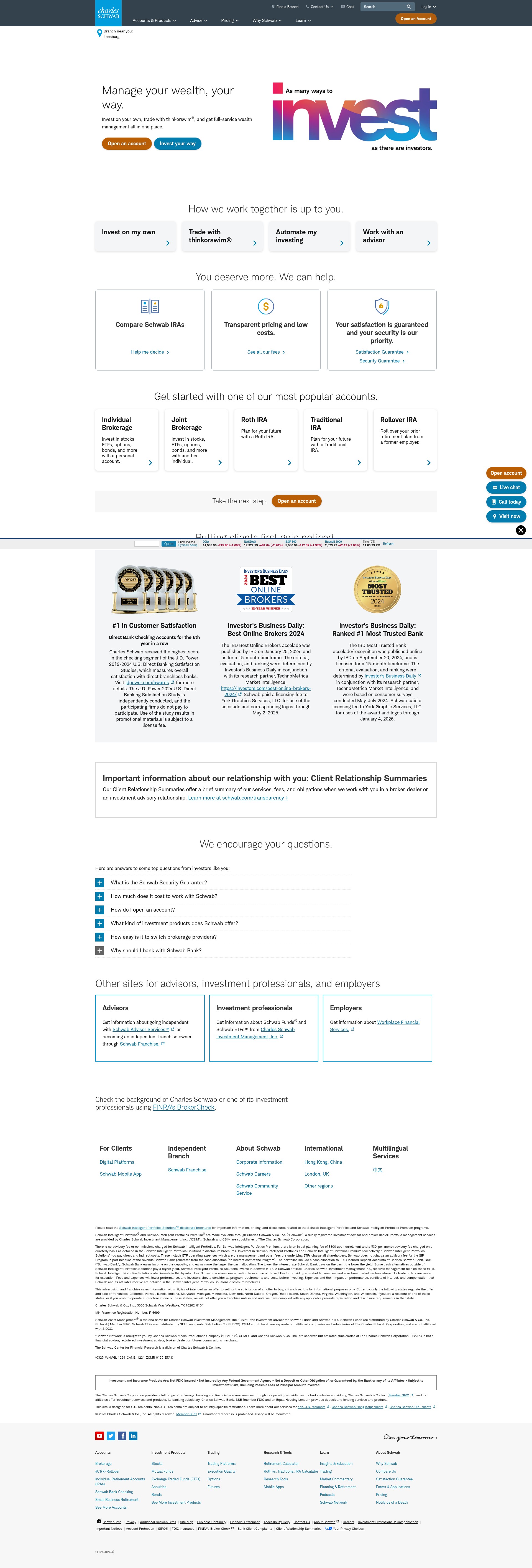 Screenshot of schwab.com