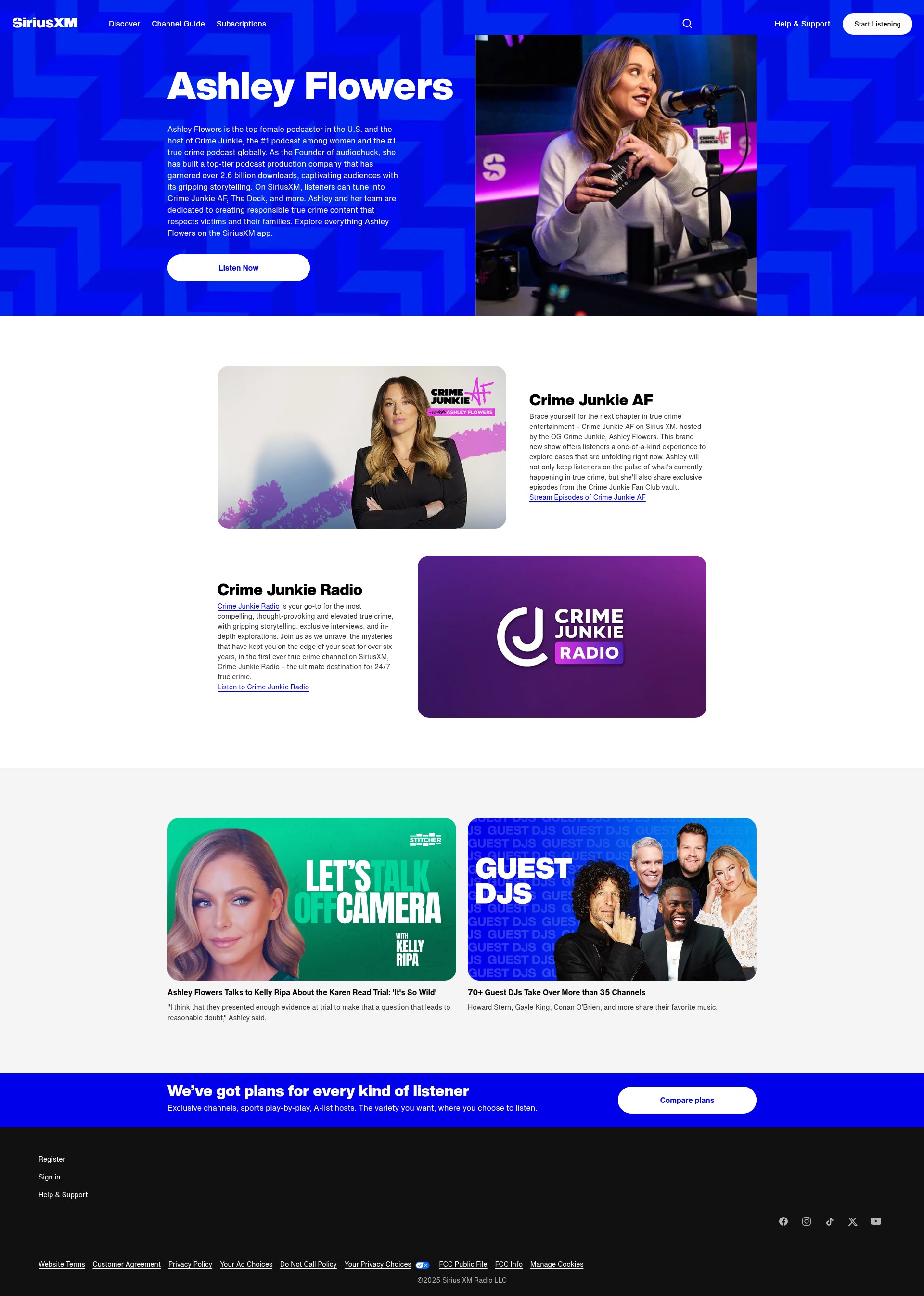 Screenshot of siriusxm.com