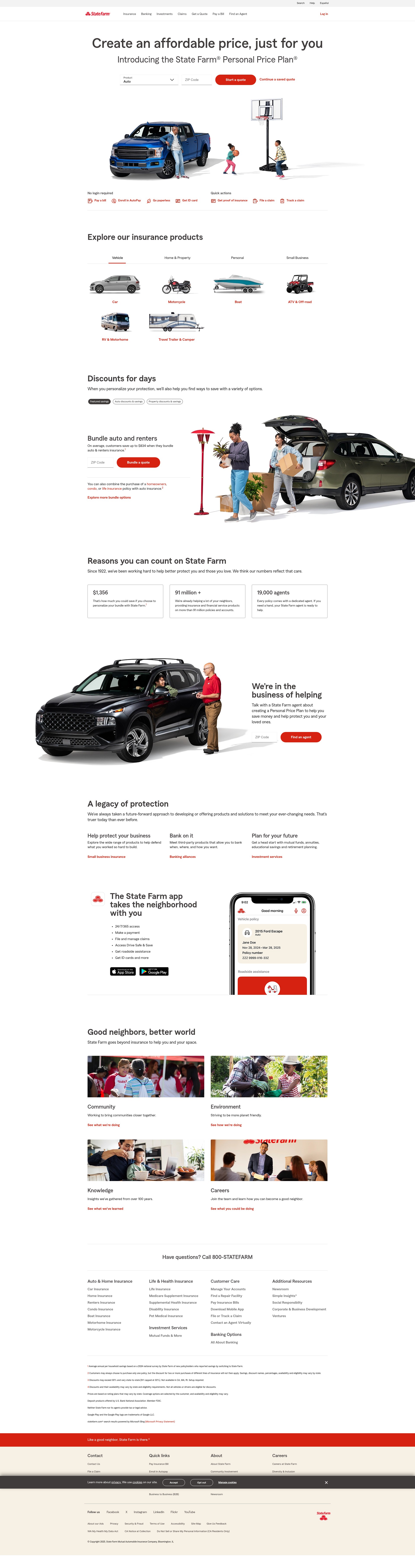 Screenshot of statefarm.com