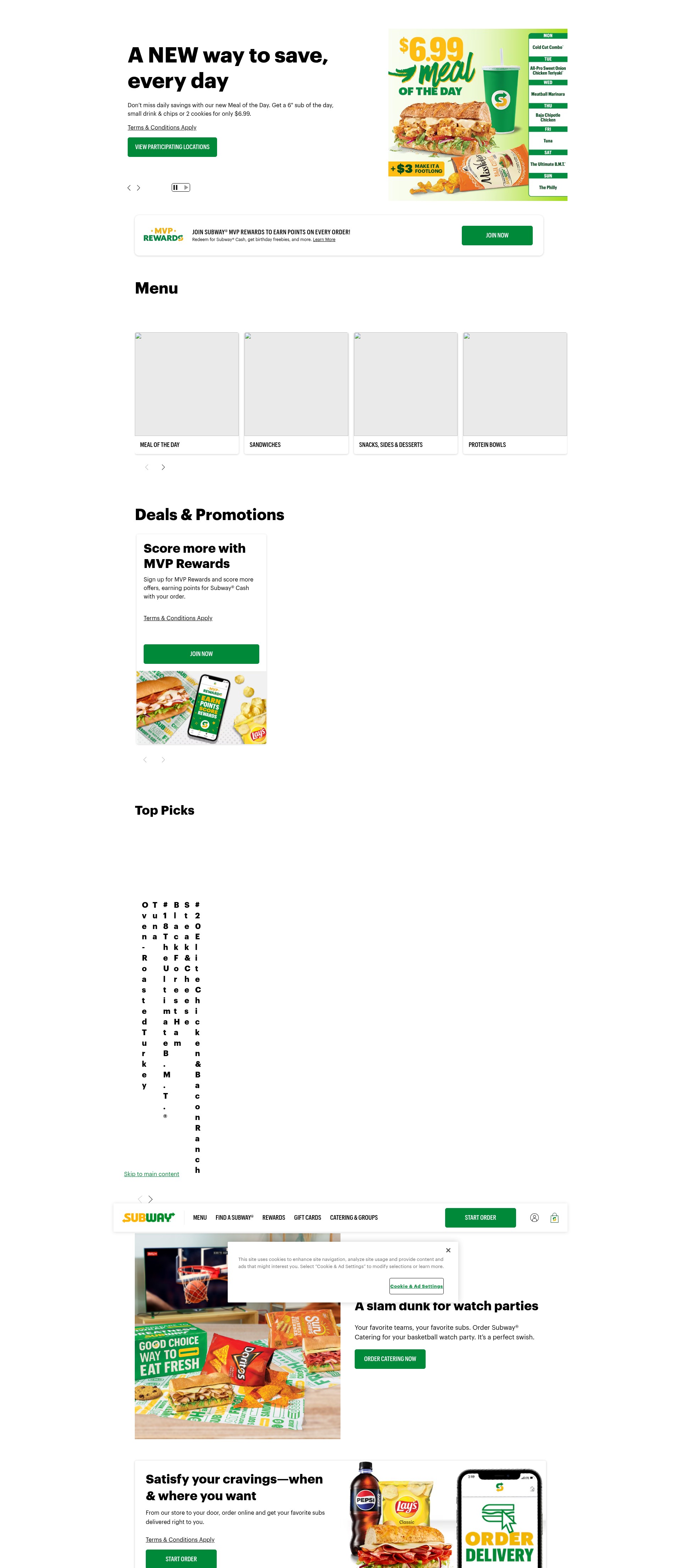 Screenshot of subway.com