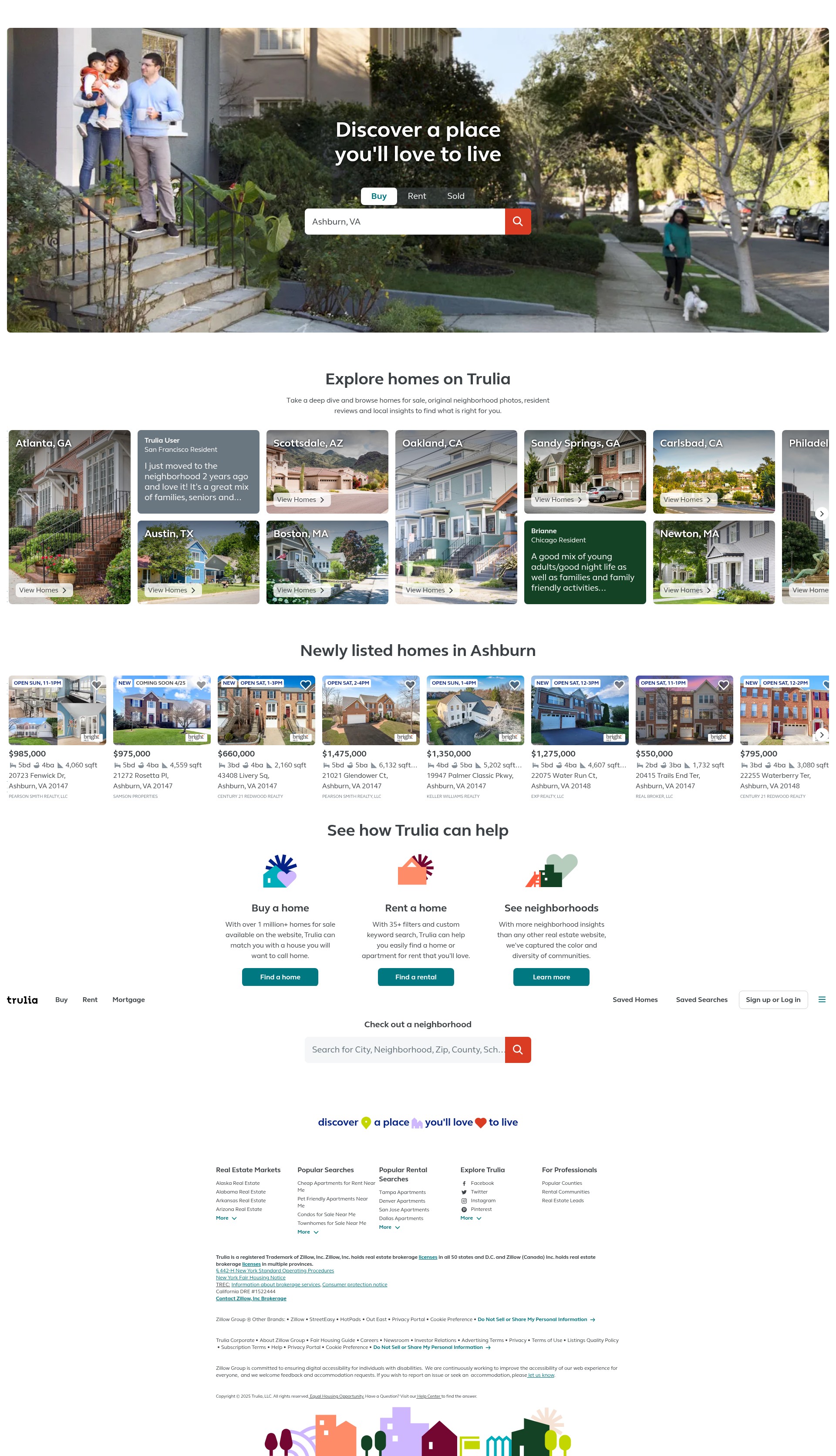 Screenshot of trulia.com