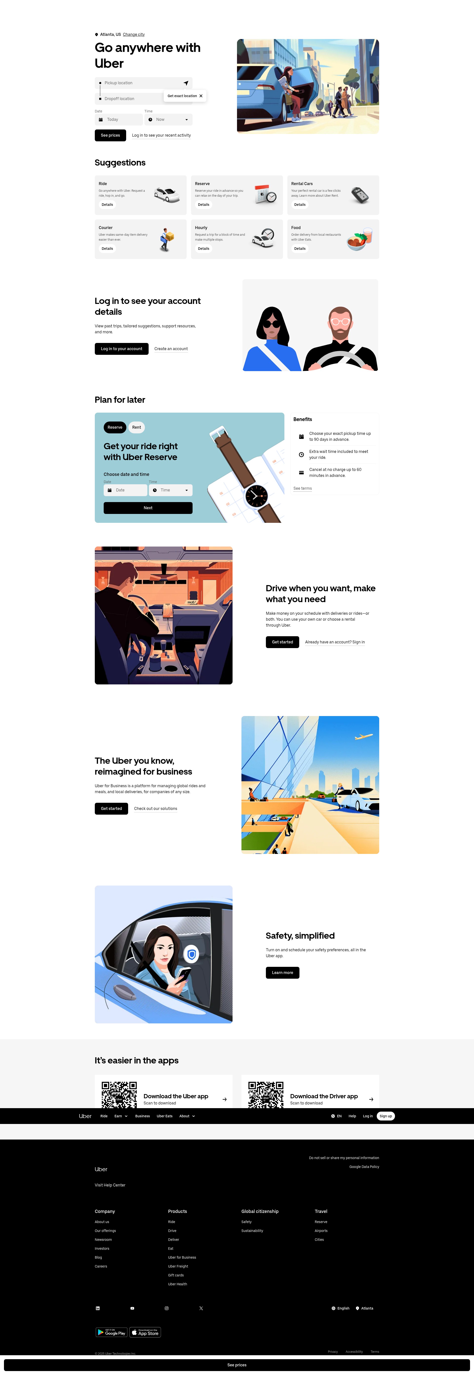 Screenshot of uber.com