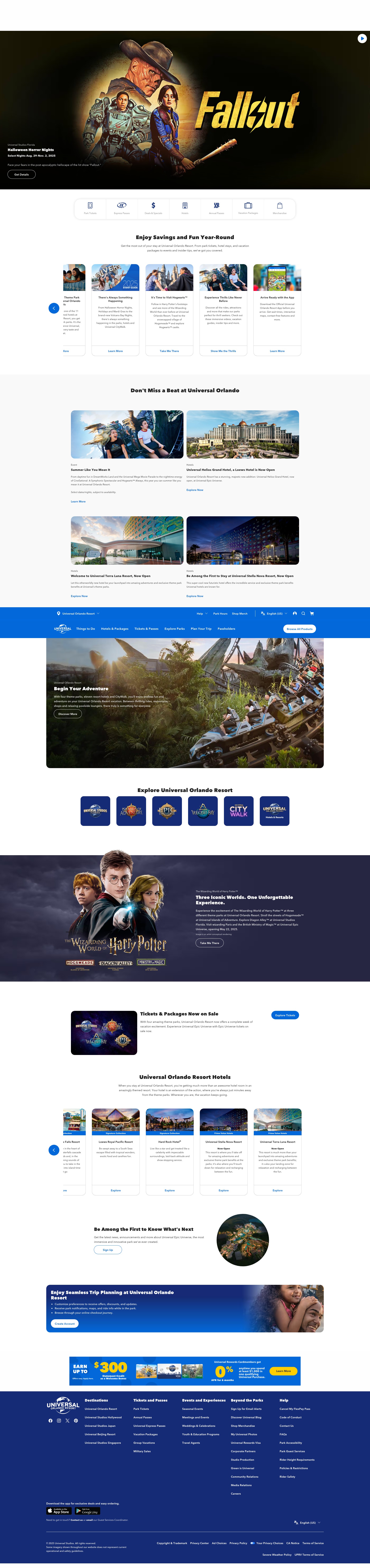 Screenshot of universalorlando.com