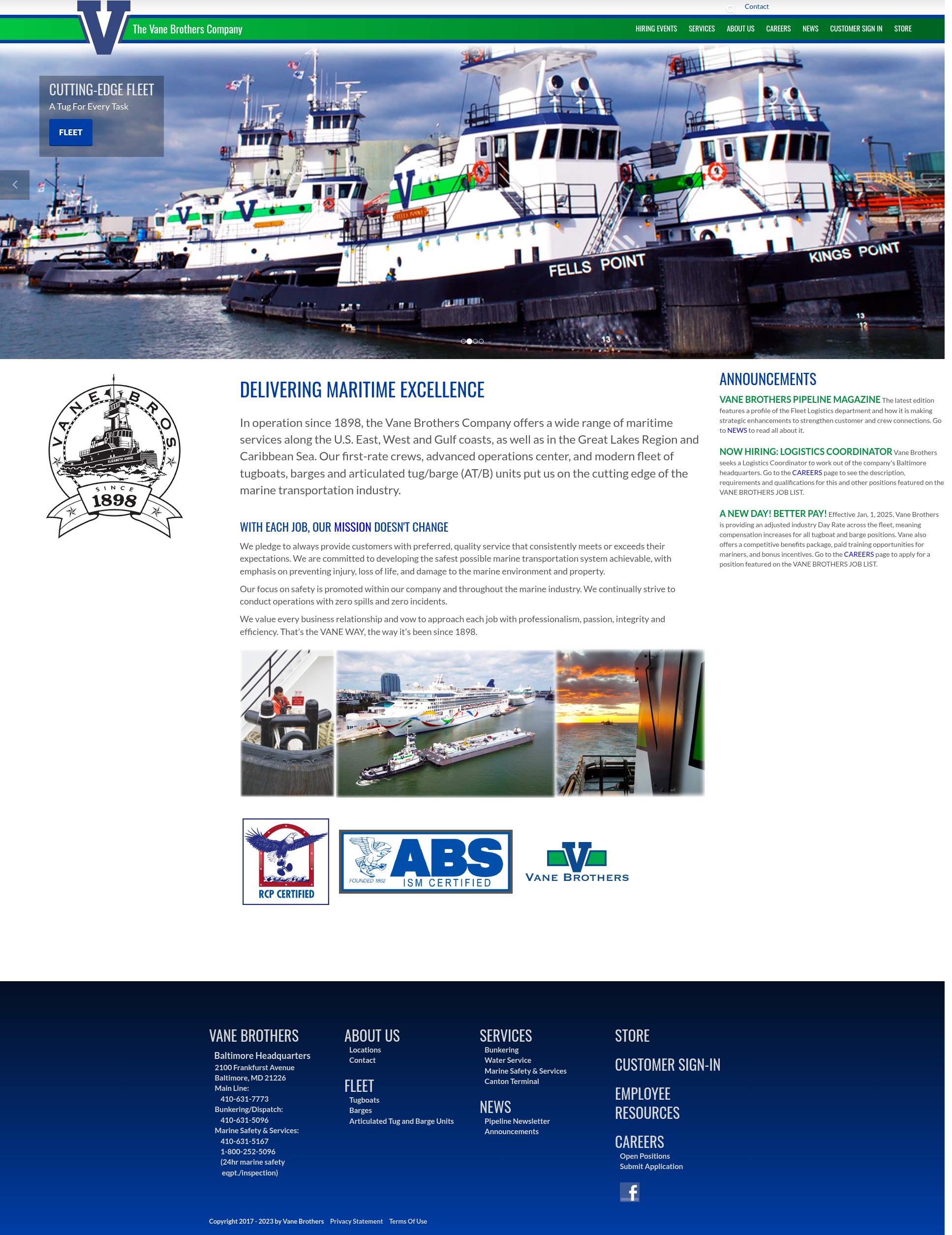 Screenshot of vanebrothers.com