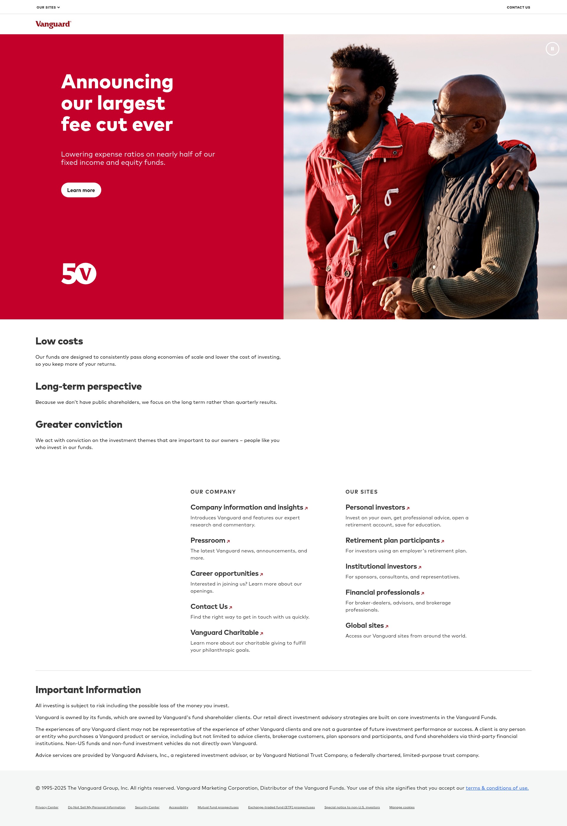 Screenshot of vanguard.com