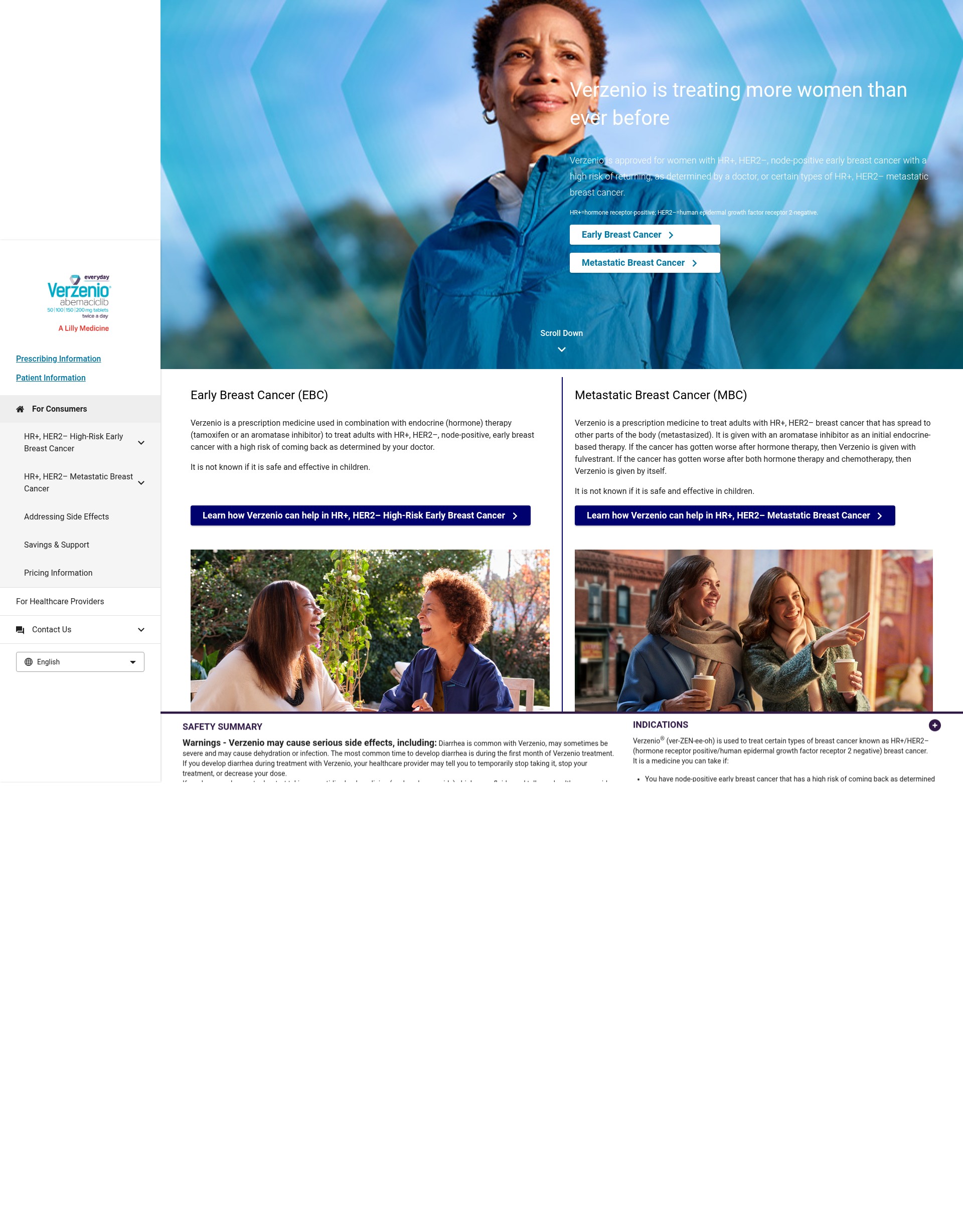 Screenshot of verzenio.com