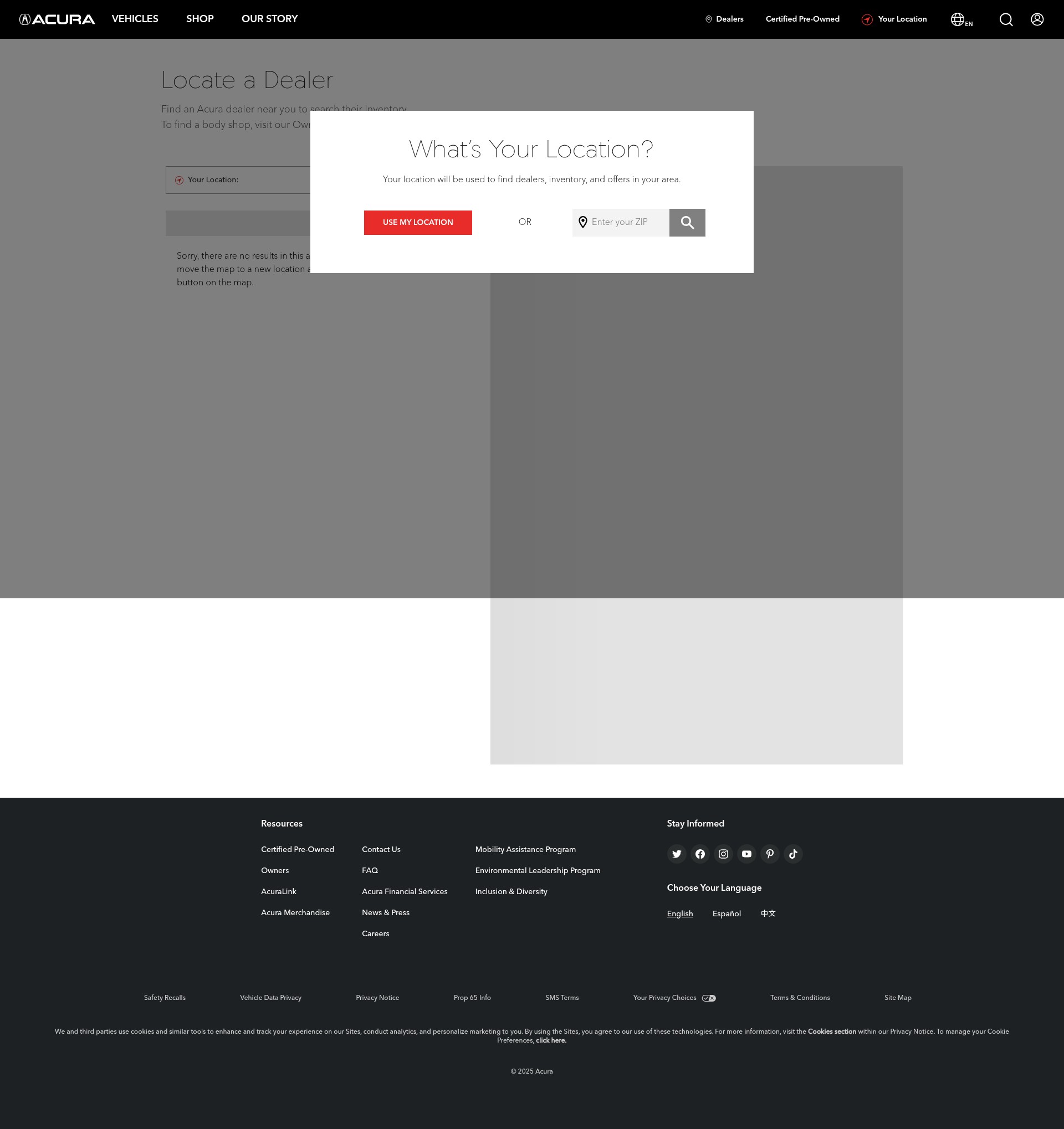 Screenshot of www.acura.com