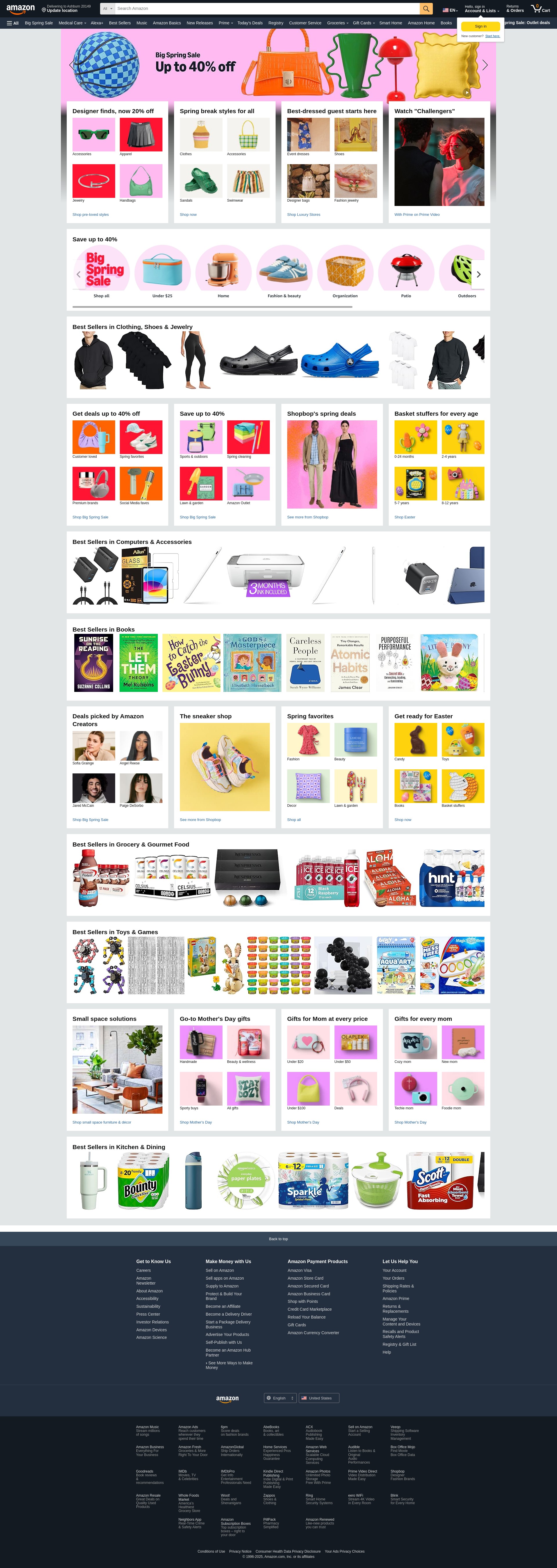 Screenshot of www.amazon.com