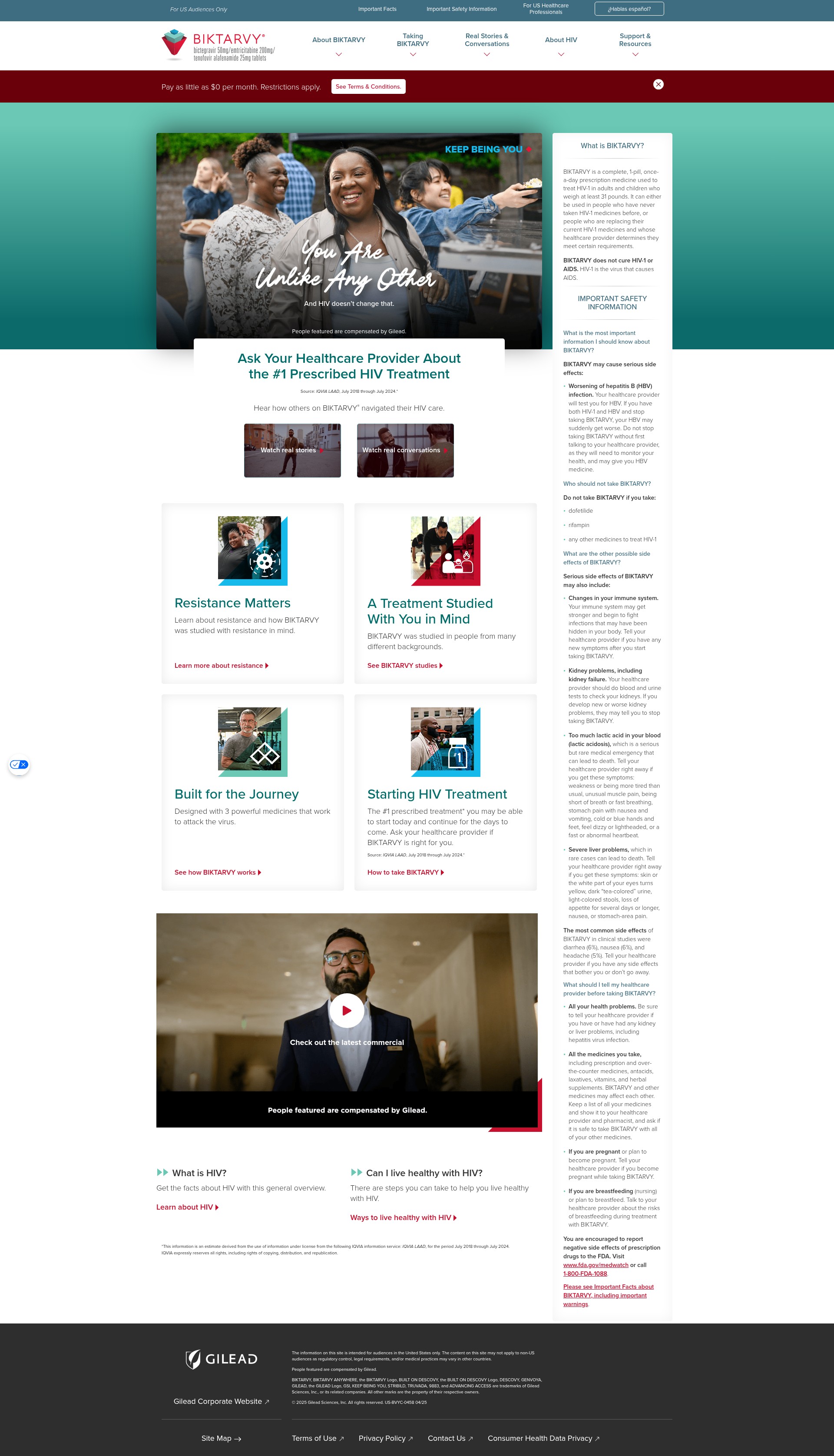 Screenshot of www.biktarvy.com