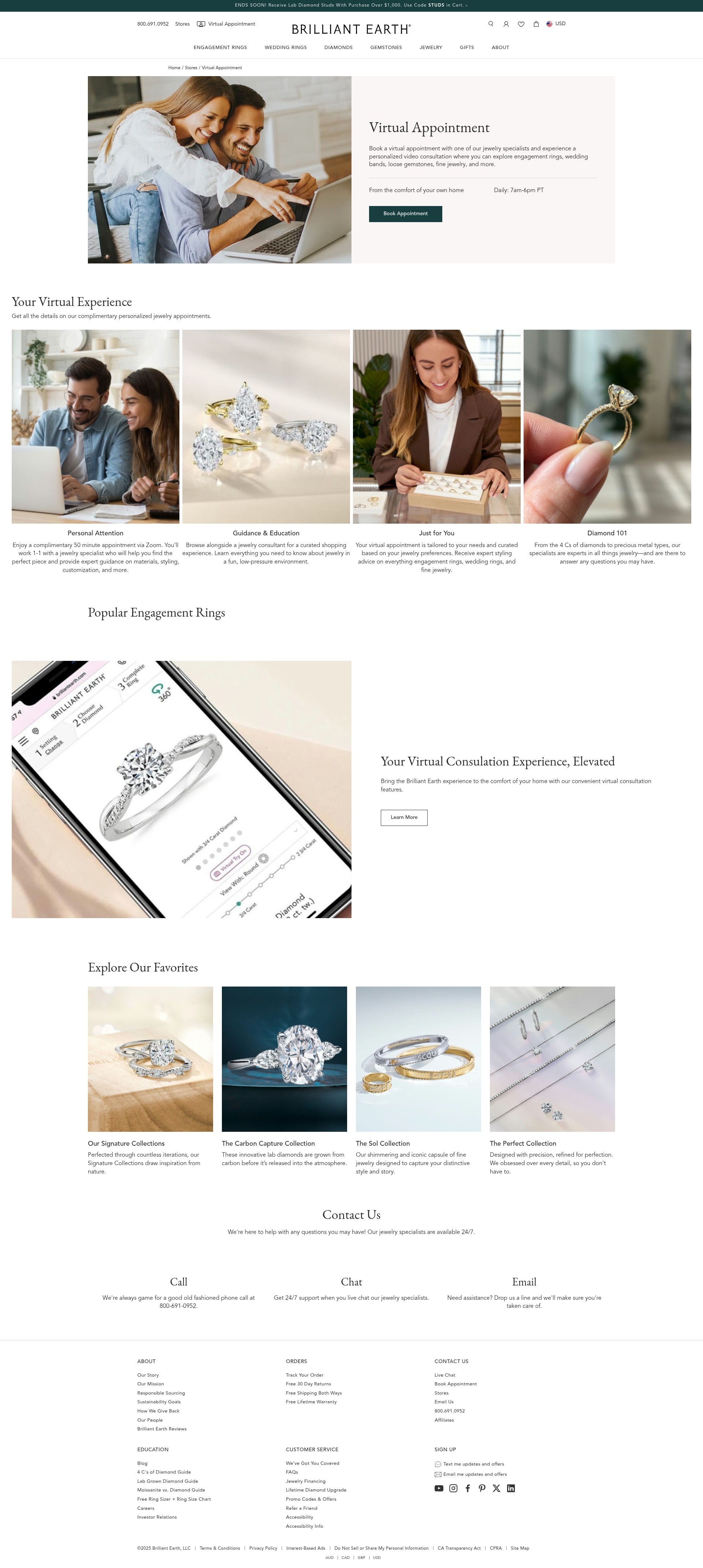 Screenshot of www.brilliantearth.com