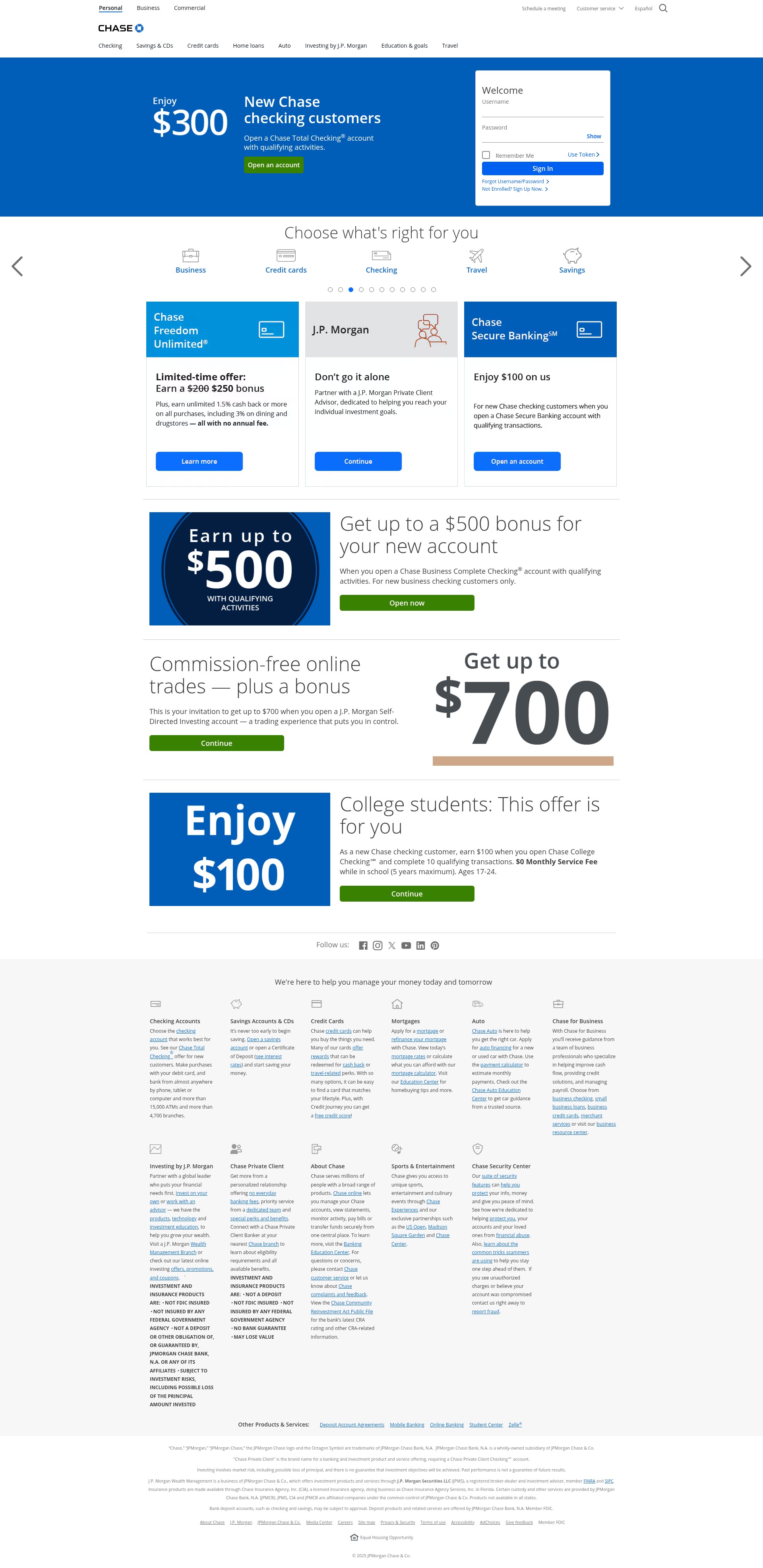 Screenshot of www.chase.com