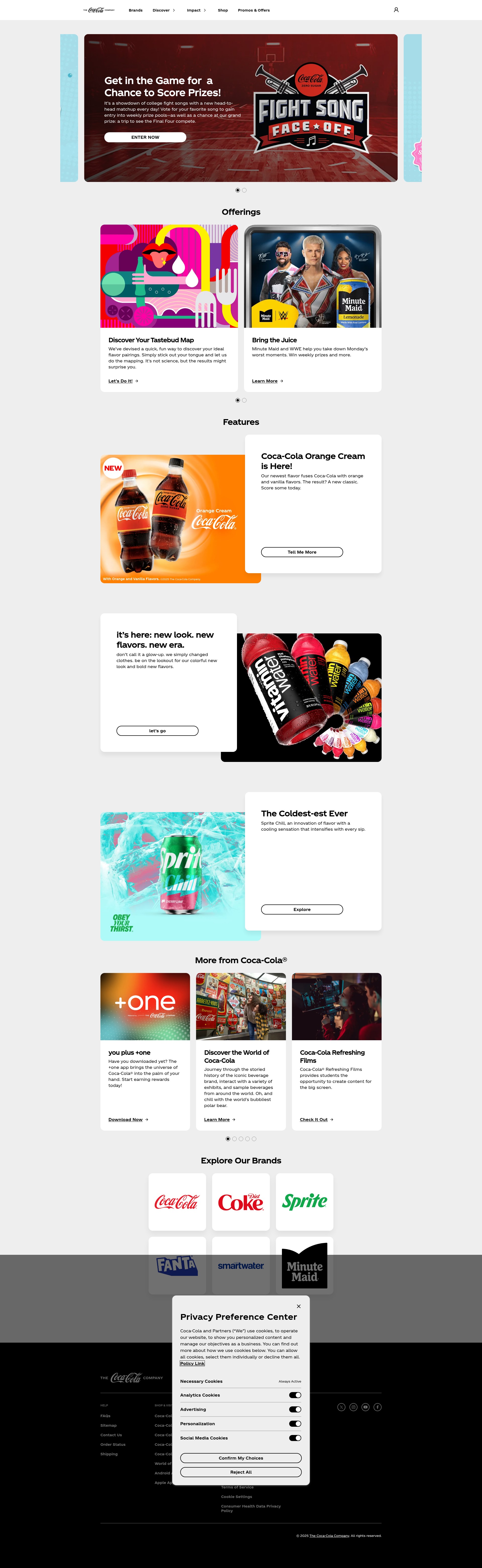 Screenshot of www.coca-cola.com