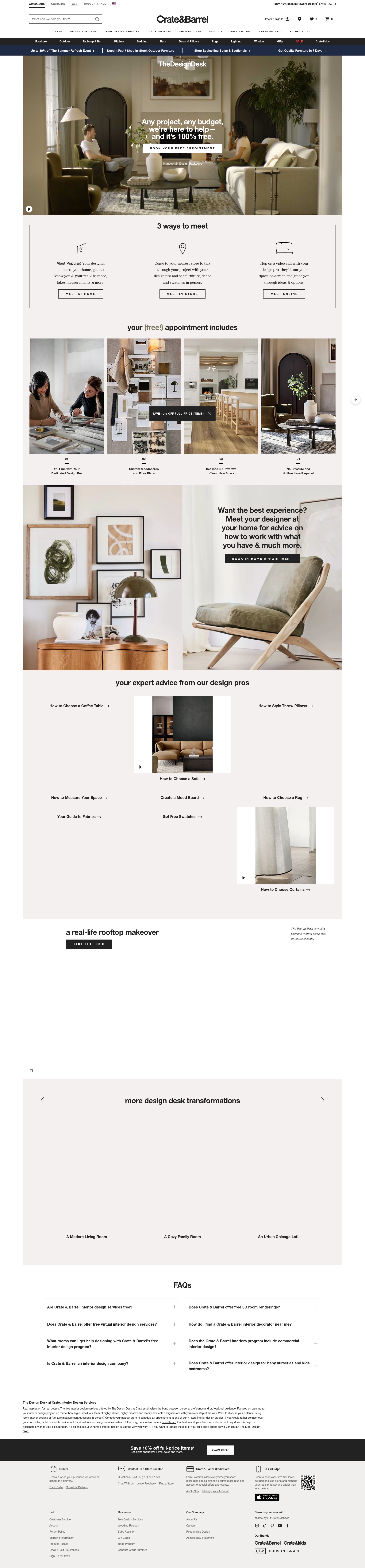Screenshot of www.crateandbarrel.com