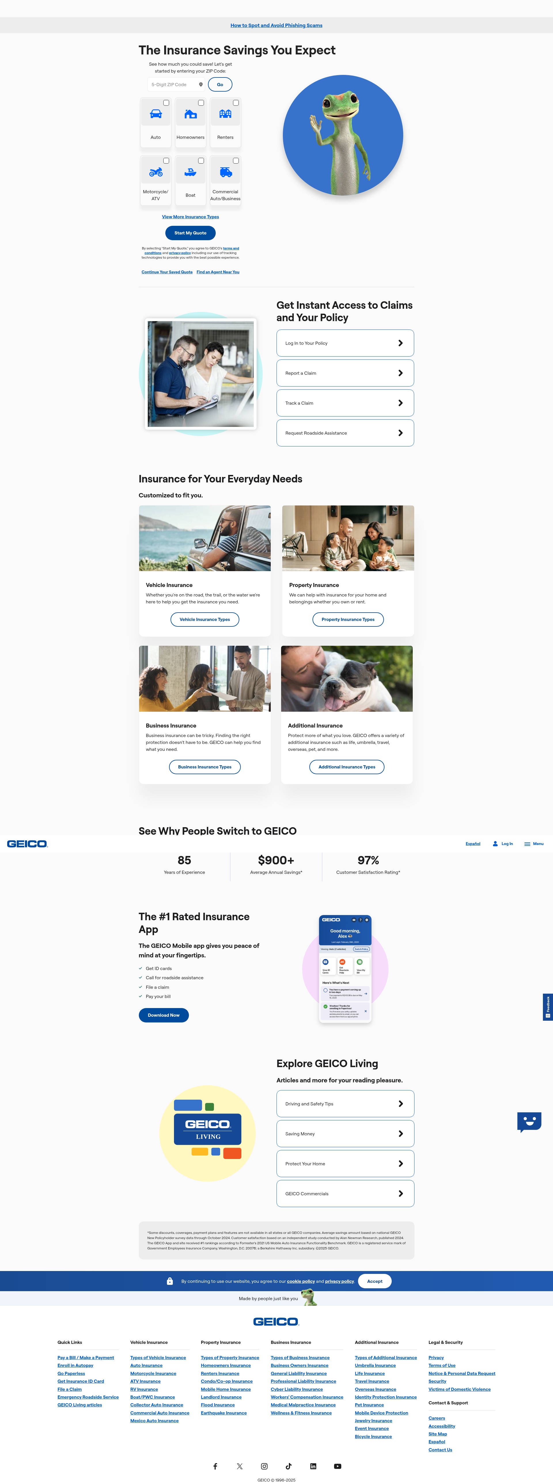 Screenshot of www.geico.com