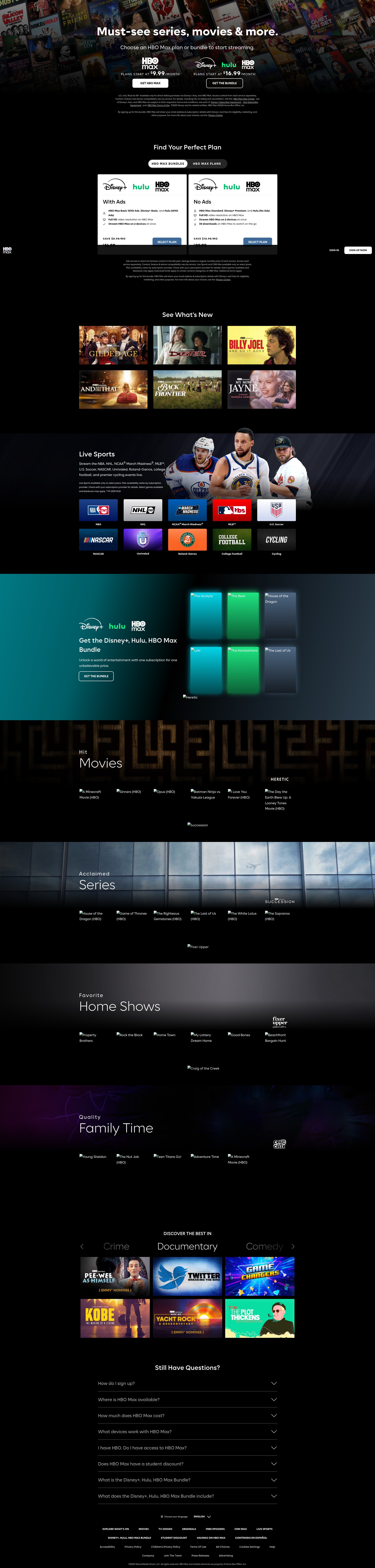 Screenshot of www.hbomax.com