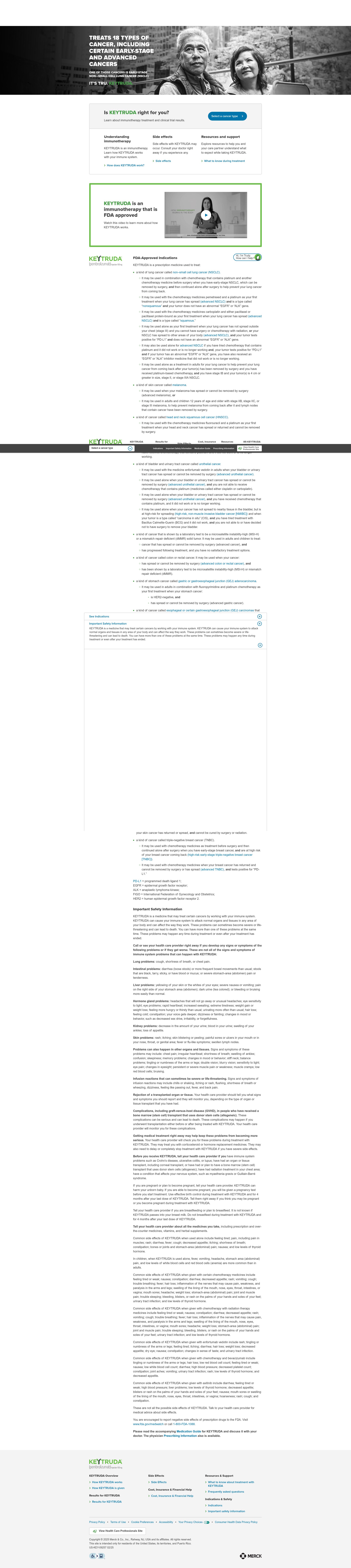 Screenshot of www.keytruda.com