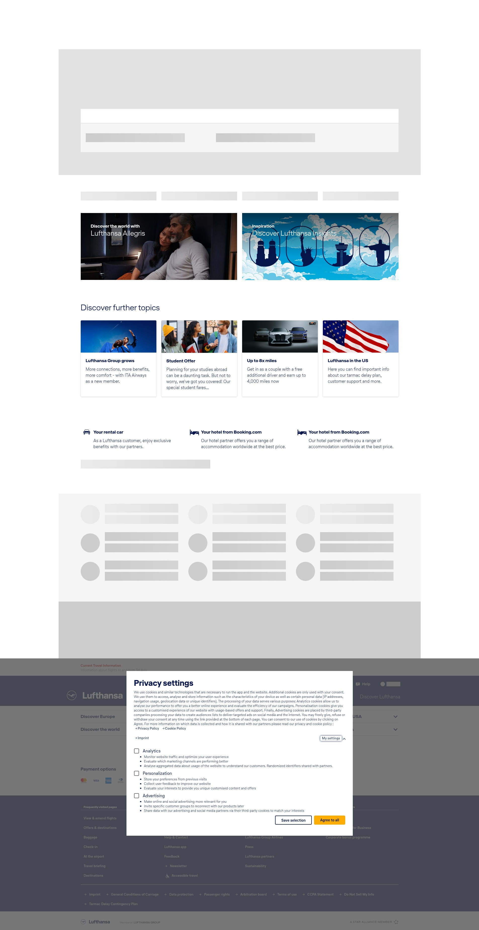 Screenshot of www.lufthansa.com