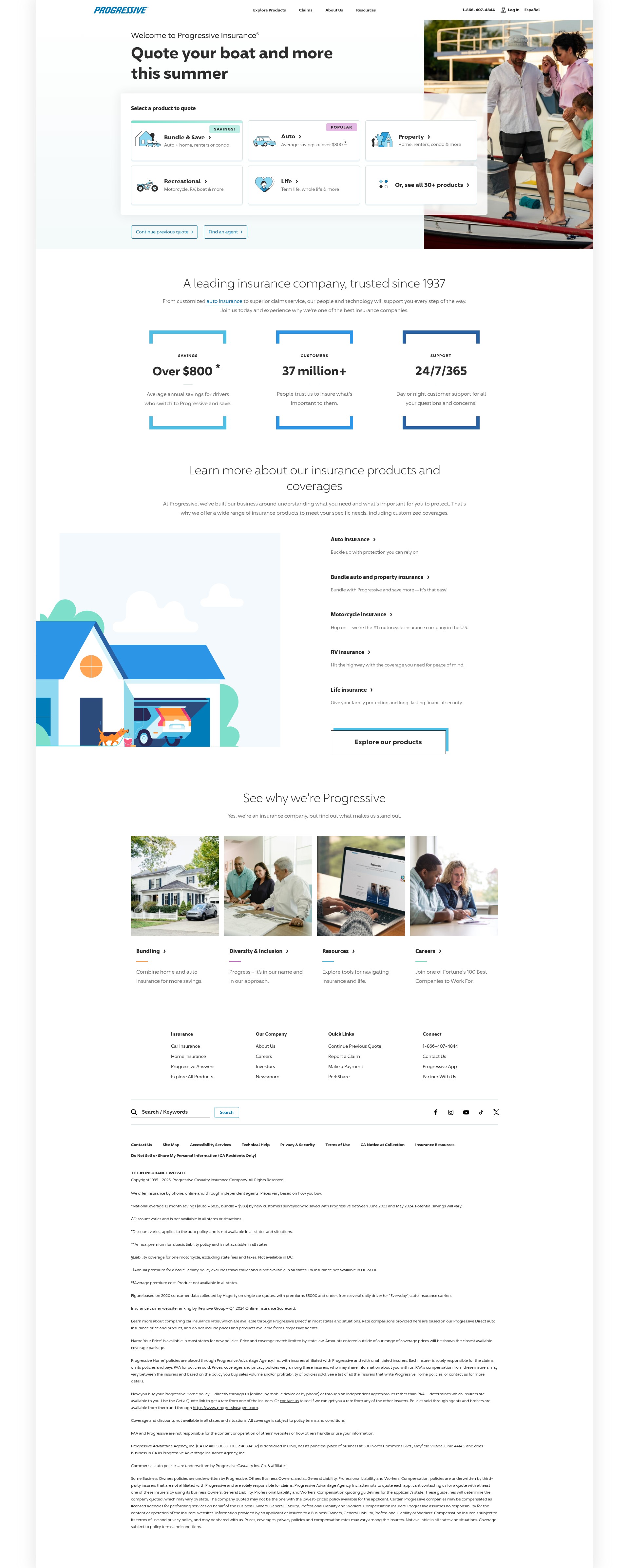 Screenshot of www.progressive.com