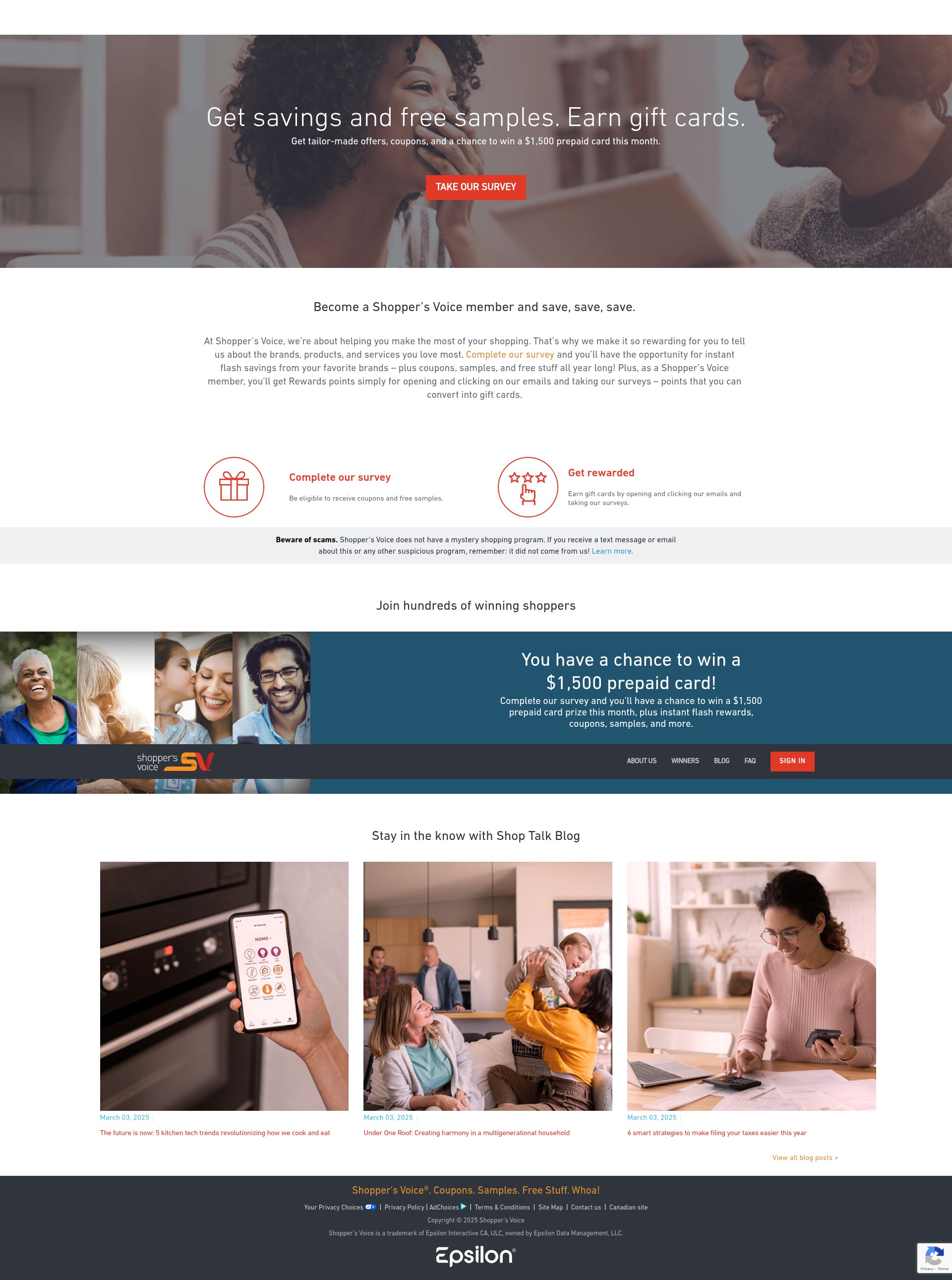 Screenshot of www.shoppersvoice.com