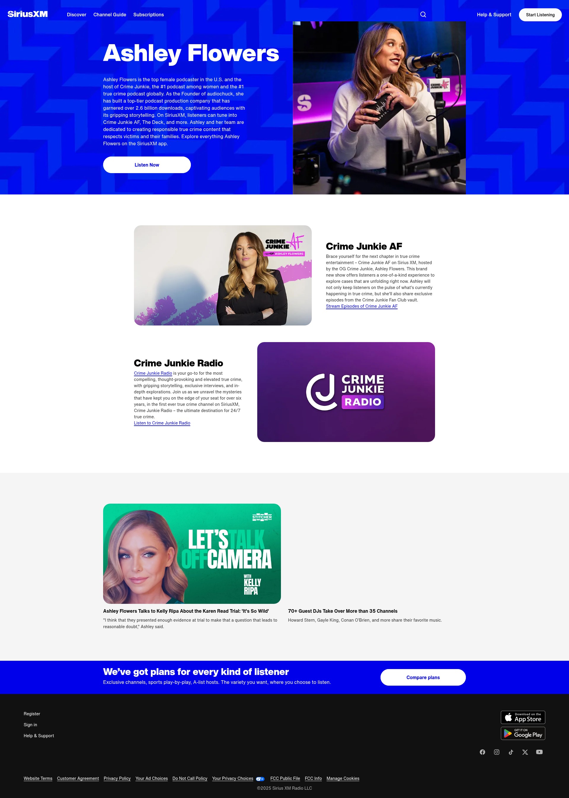 Screenshot of www.siriusxm.com